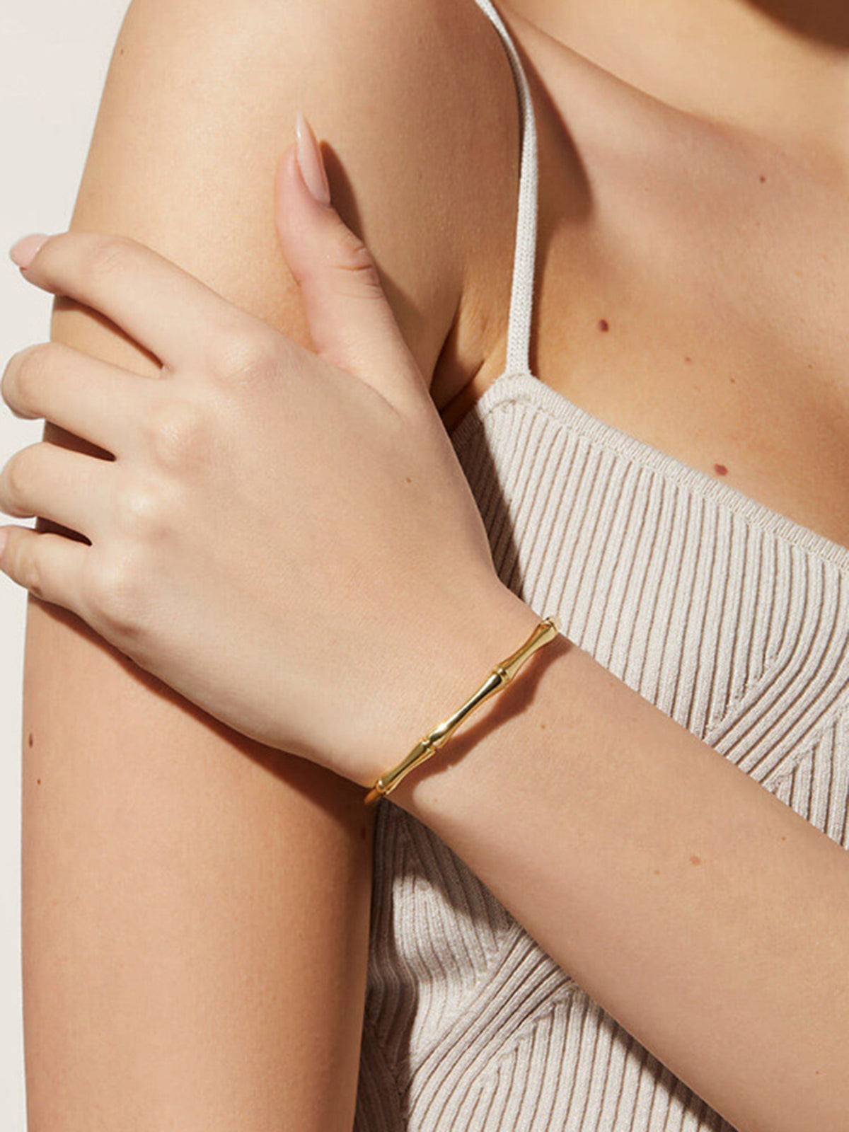 Golden Open Bamboo Bracelet