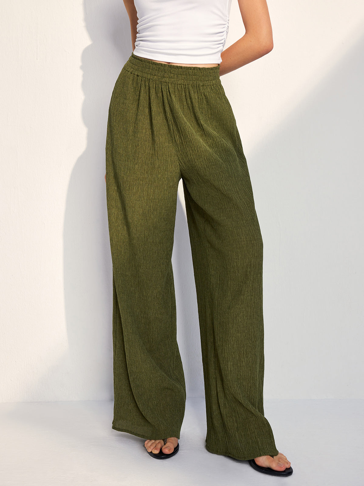 Textured Wide Leg Pants