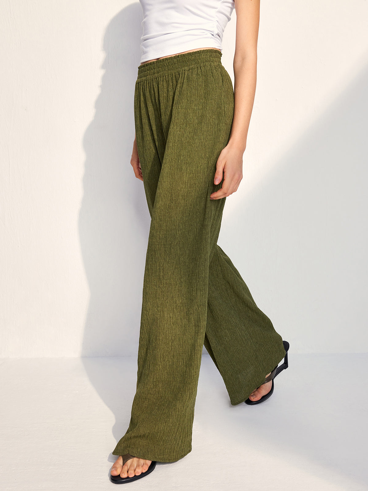 Textured Wide Leg Pants