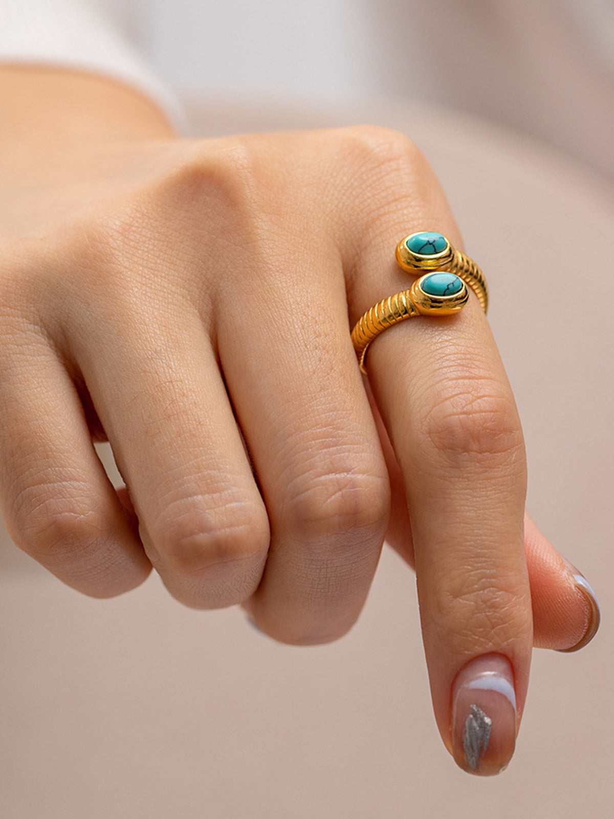 1pc Sapphire & Turquoise Snake Ring