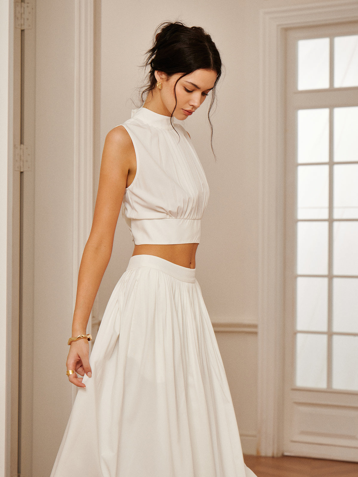 Romantic Sleeveless Pleated Skirt Set