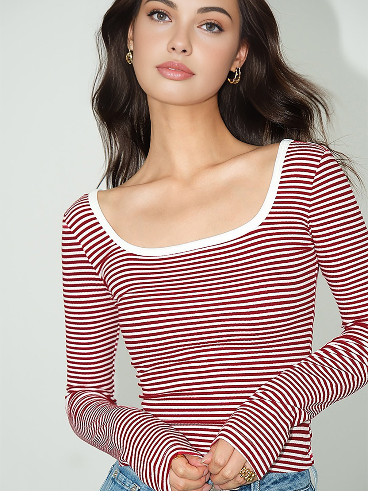 Contrast Trim Striped Jersey T-Shirt