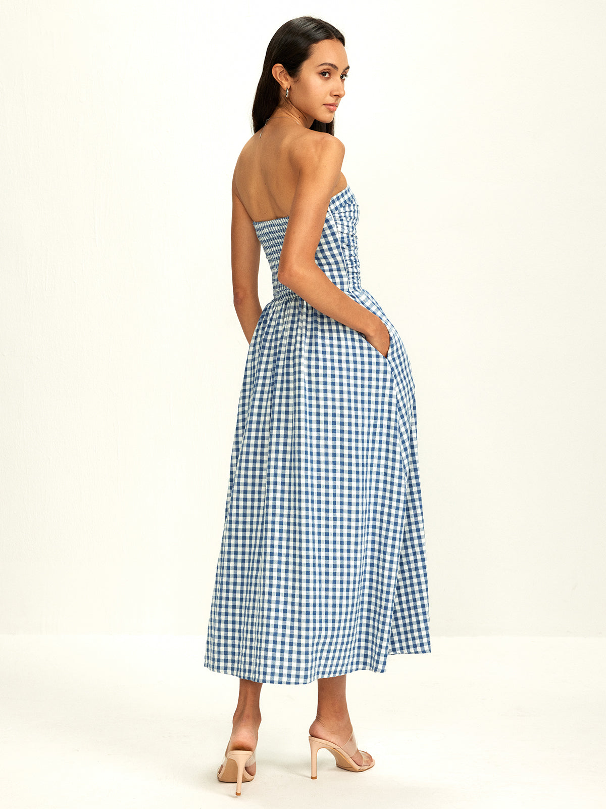 Pure Cotton Plaid Panel Tube Dress