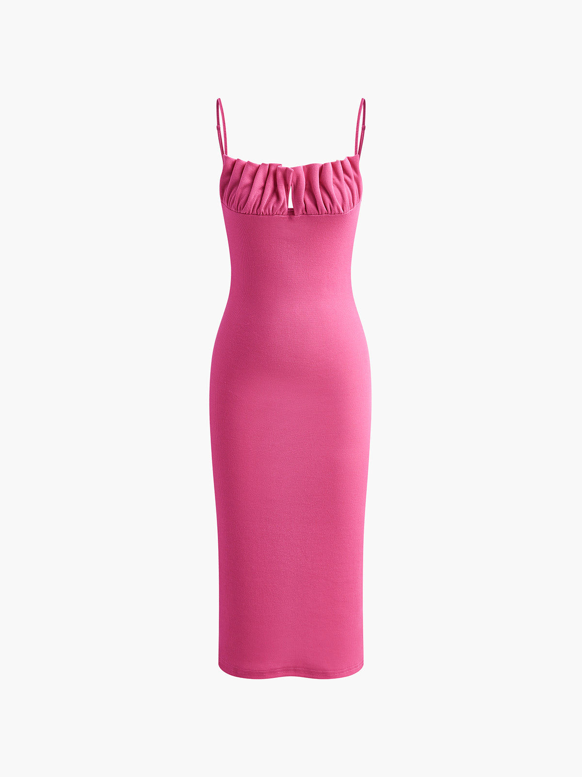 Ribbed Pleated Backless Cami Dress