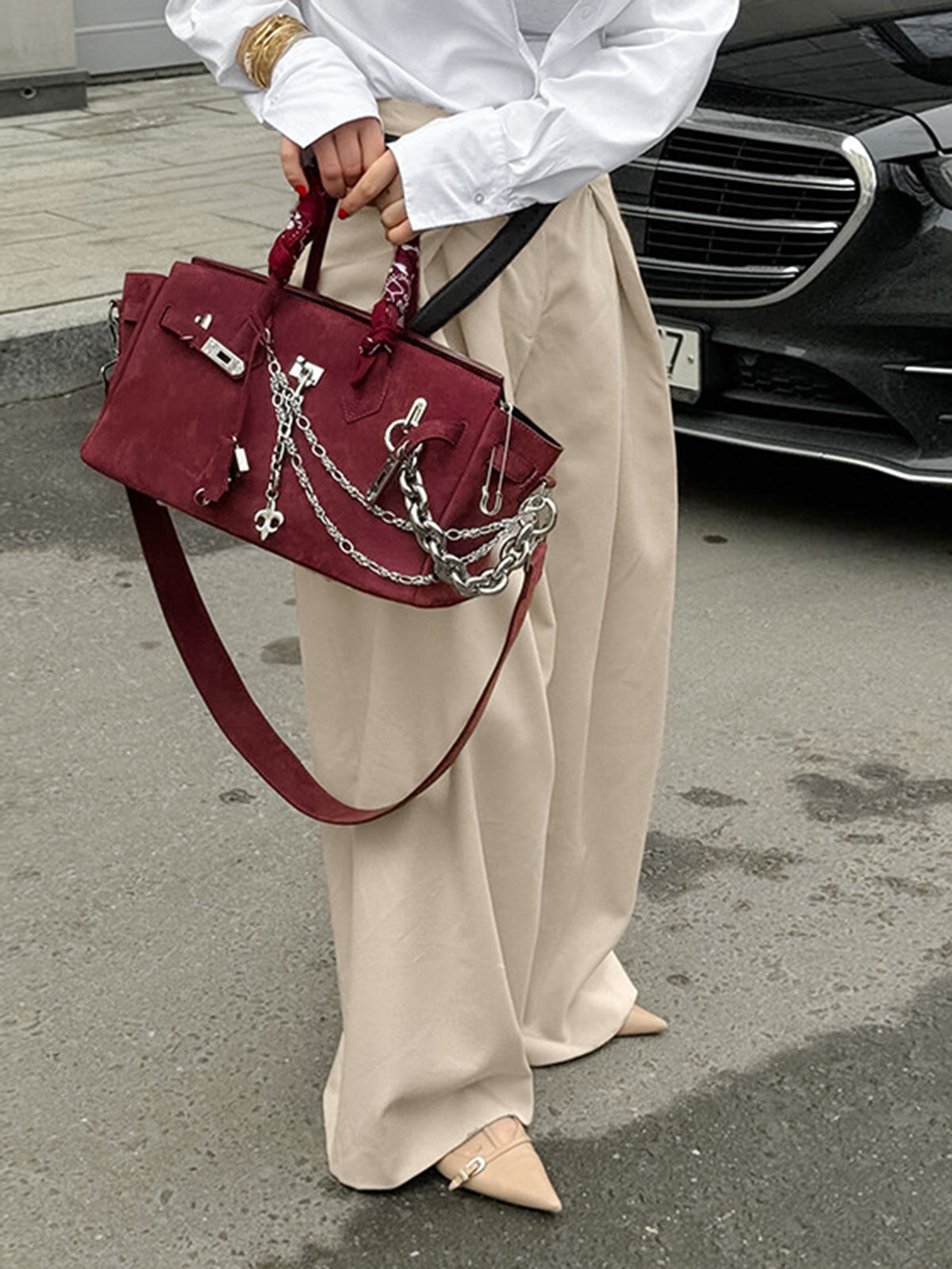 Pleated Draped Baggy Pants Without Belt