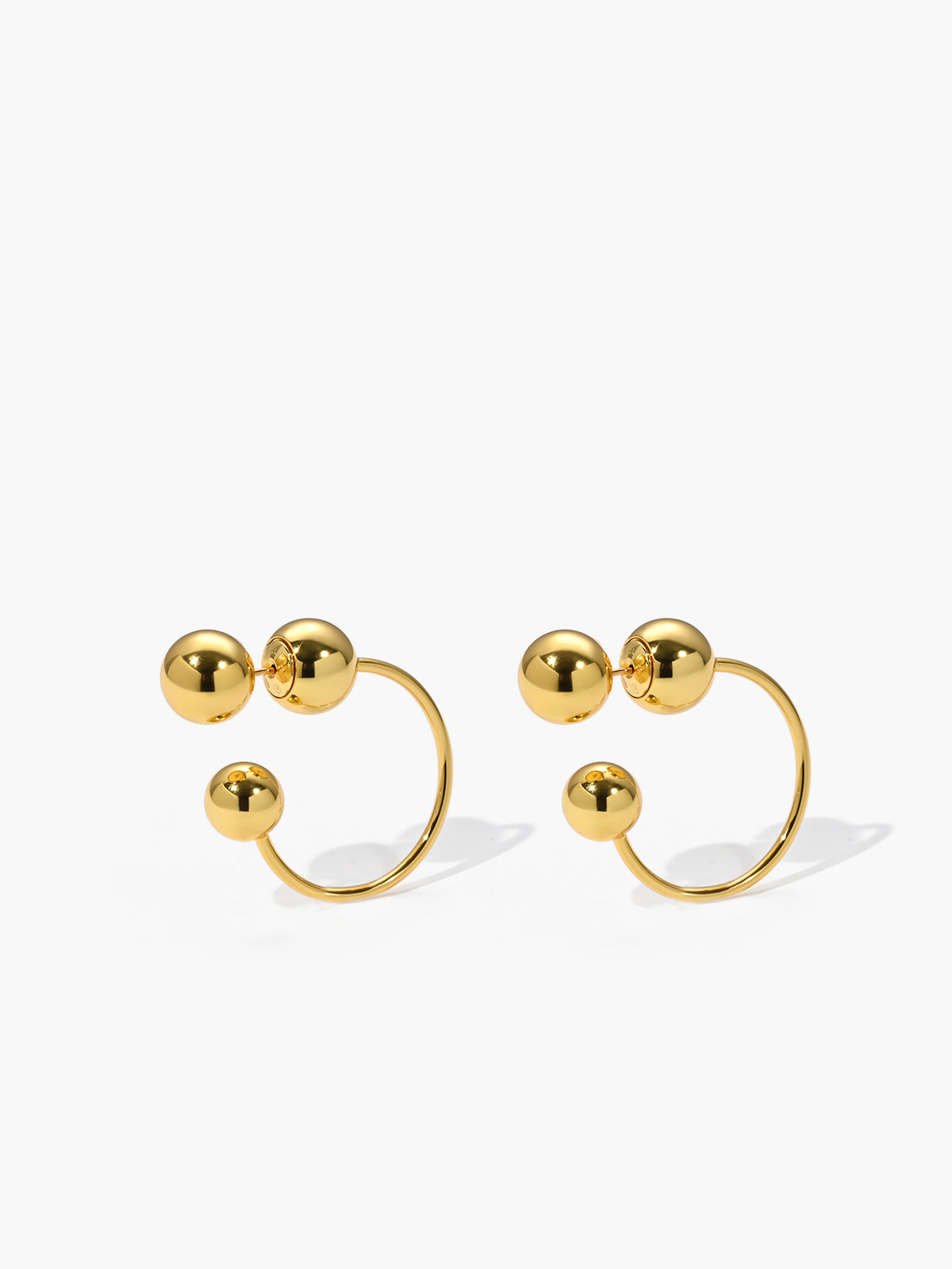 Golden Ball Stud Hoop Earrings