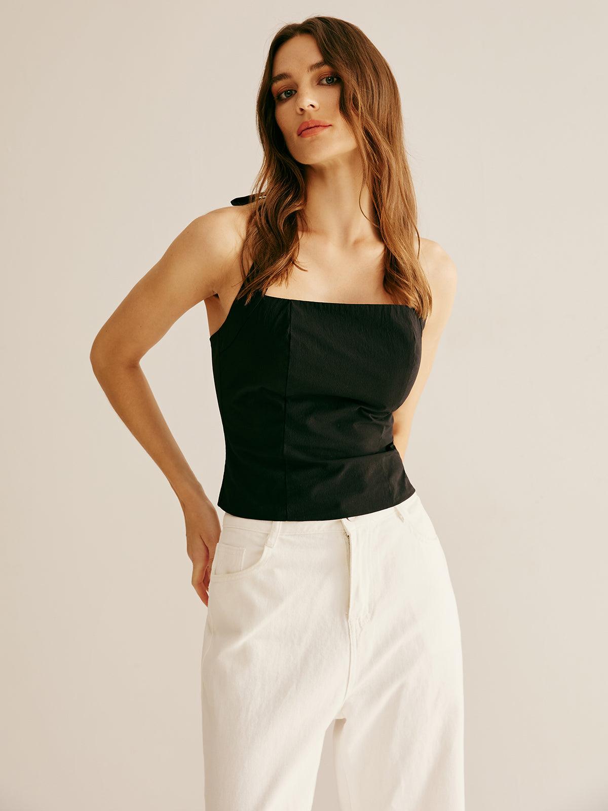 Plain Piping Halter Top