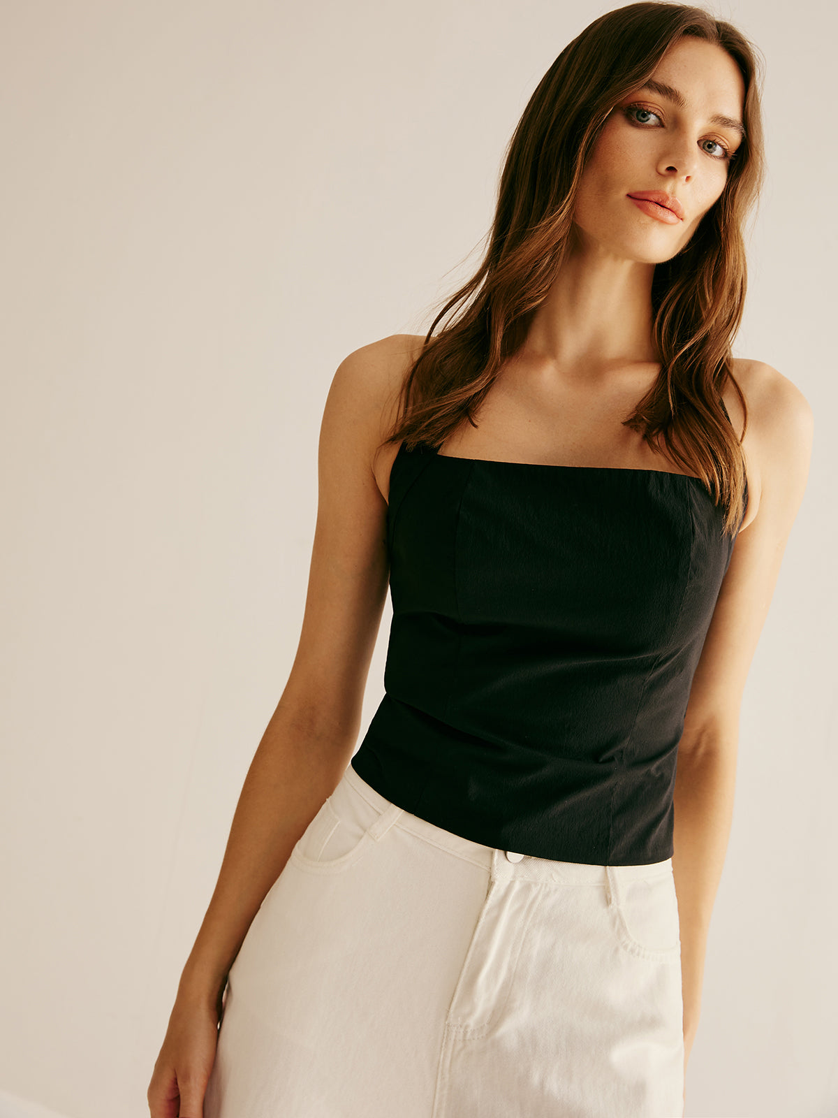 Plain Piping Halter Top