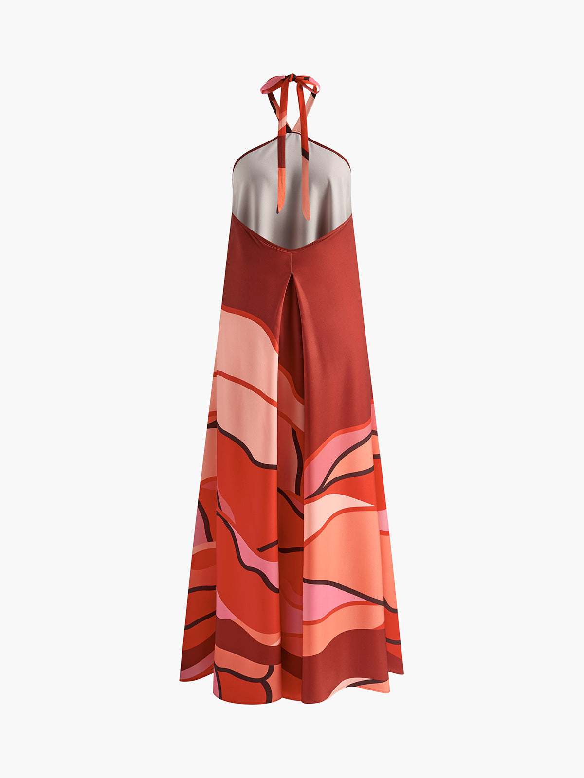 Printed Draped Halter Long Dress