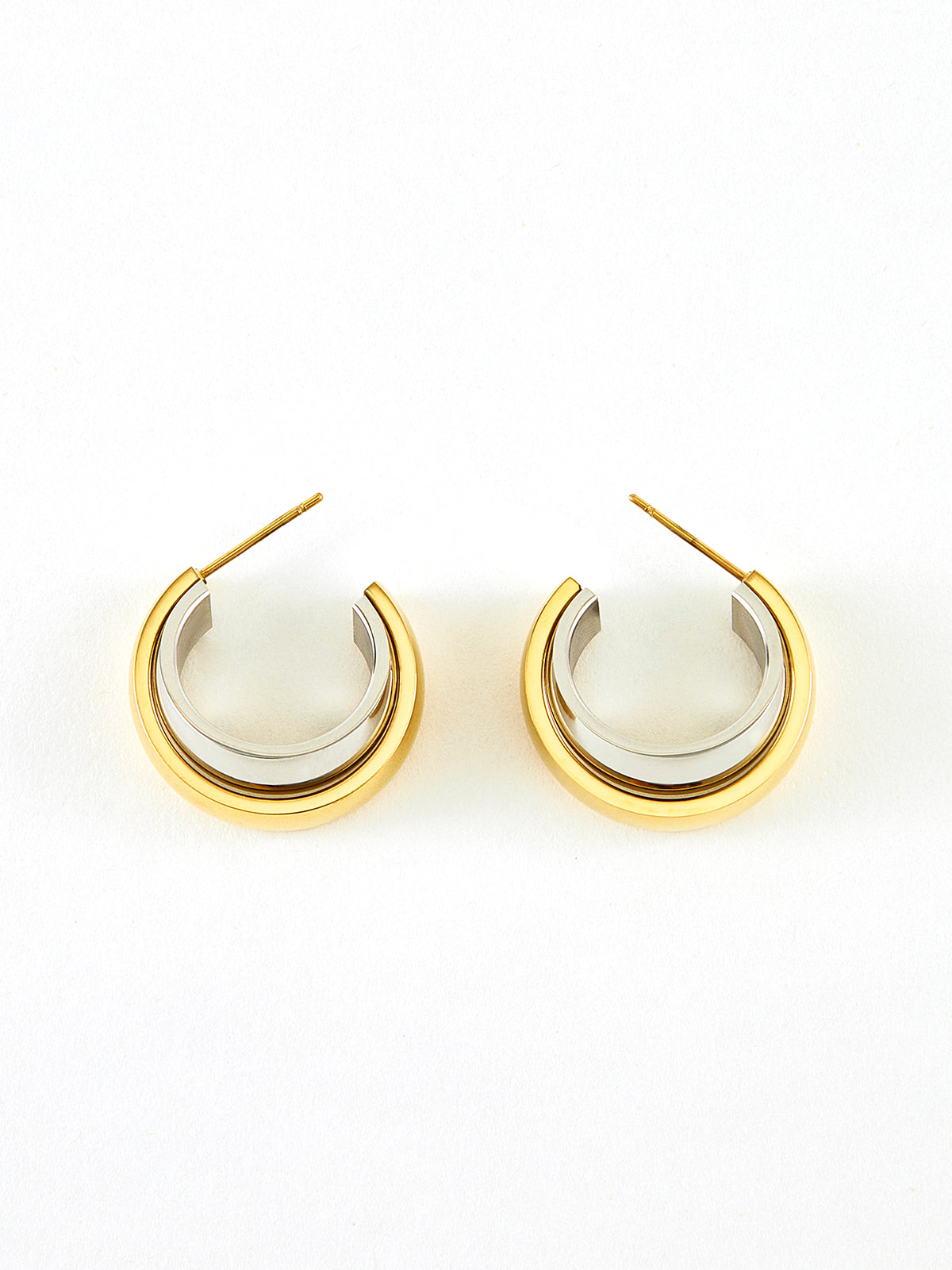 Two Tone Tunnel Hoop Earrings