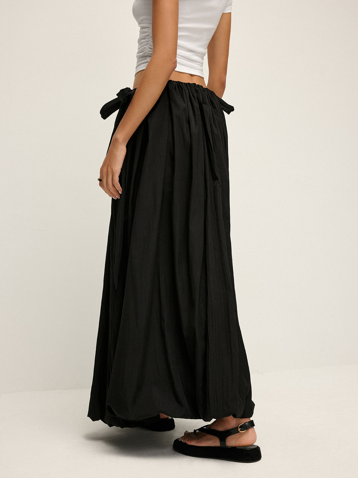 Drawstring Pleated Umbrella-Shaped Skirt