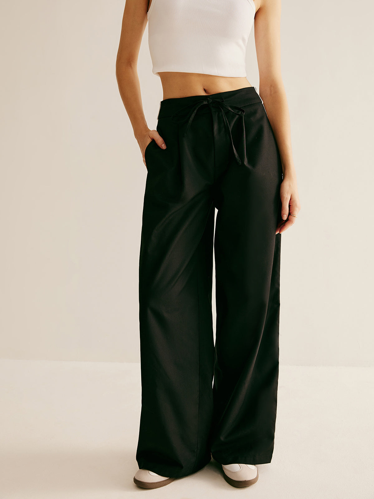 Patchwork High Waist Drawstring Pants