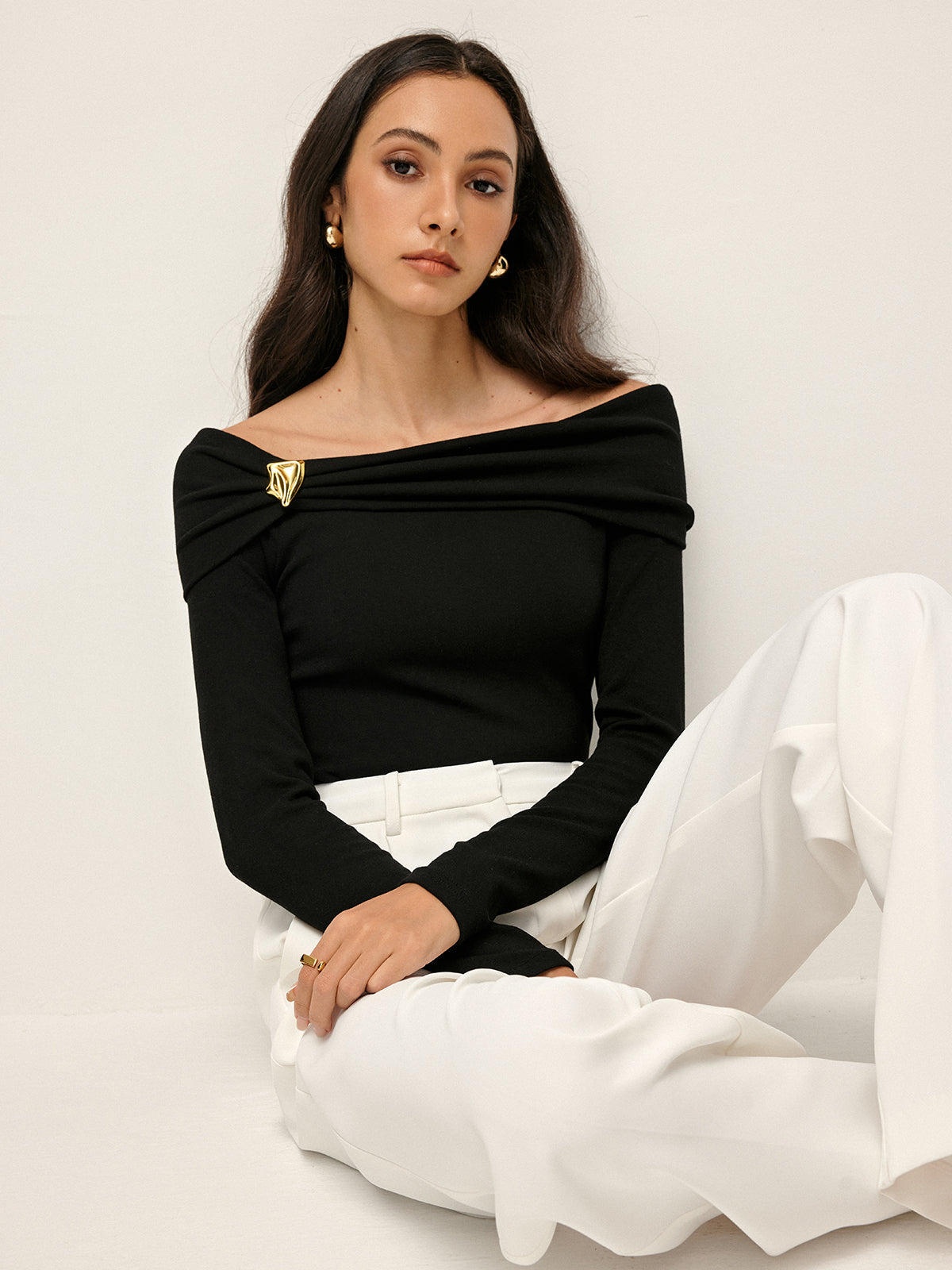 Pleated Off Shoulder Blouse