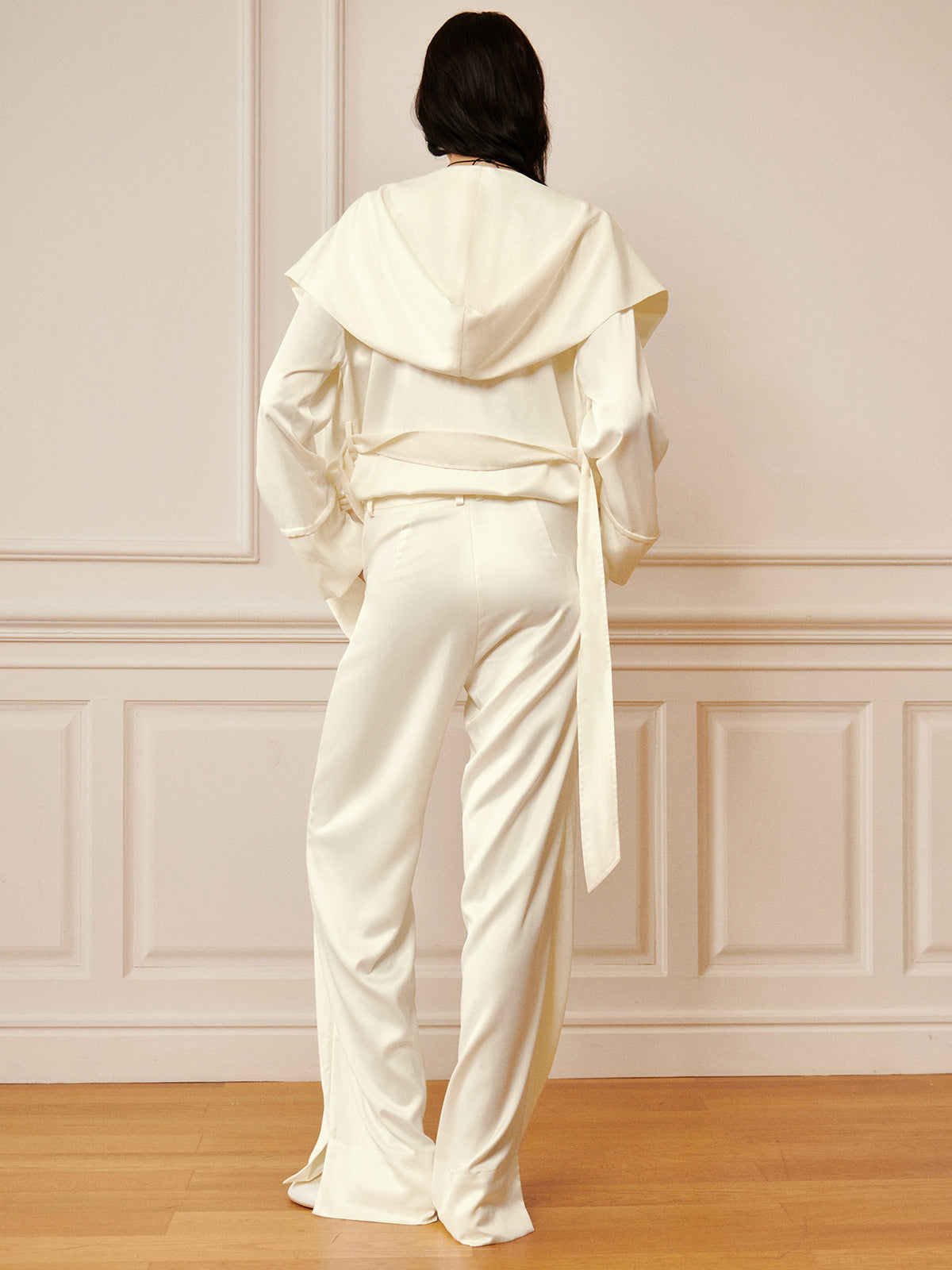 Satin Solid Split Palazzo Pants