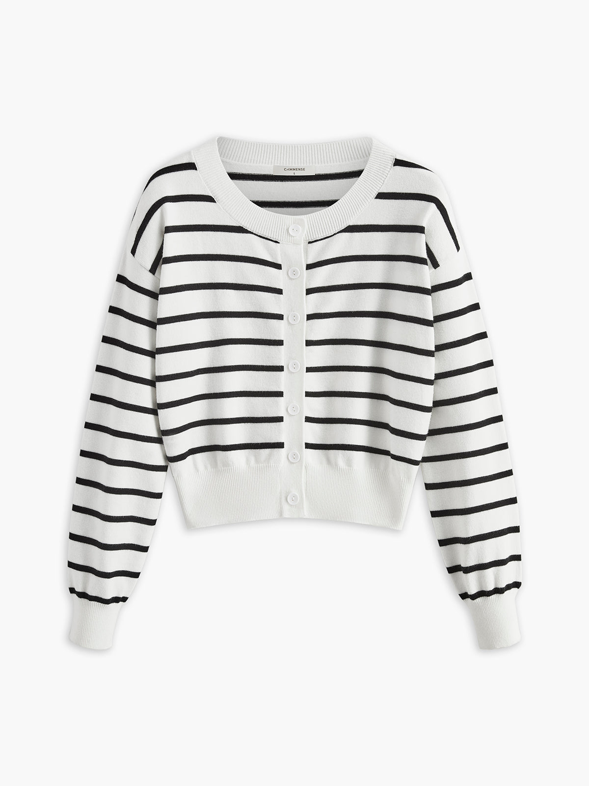 Crew Neck Striped Cardigan