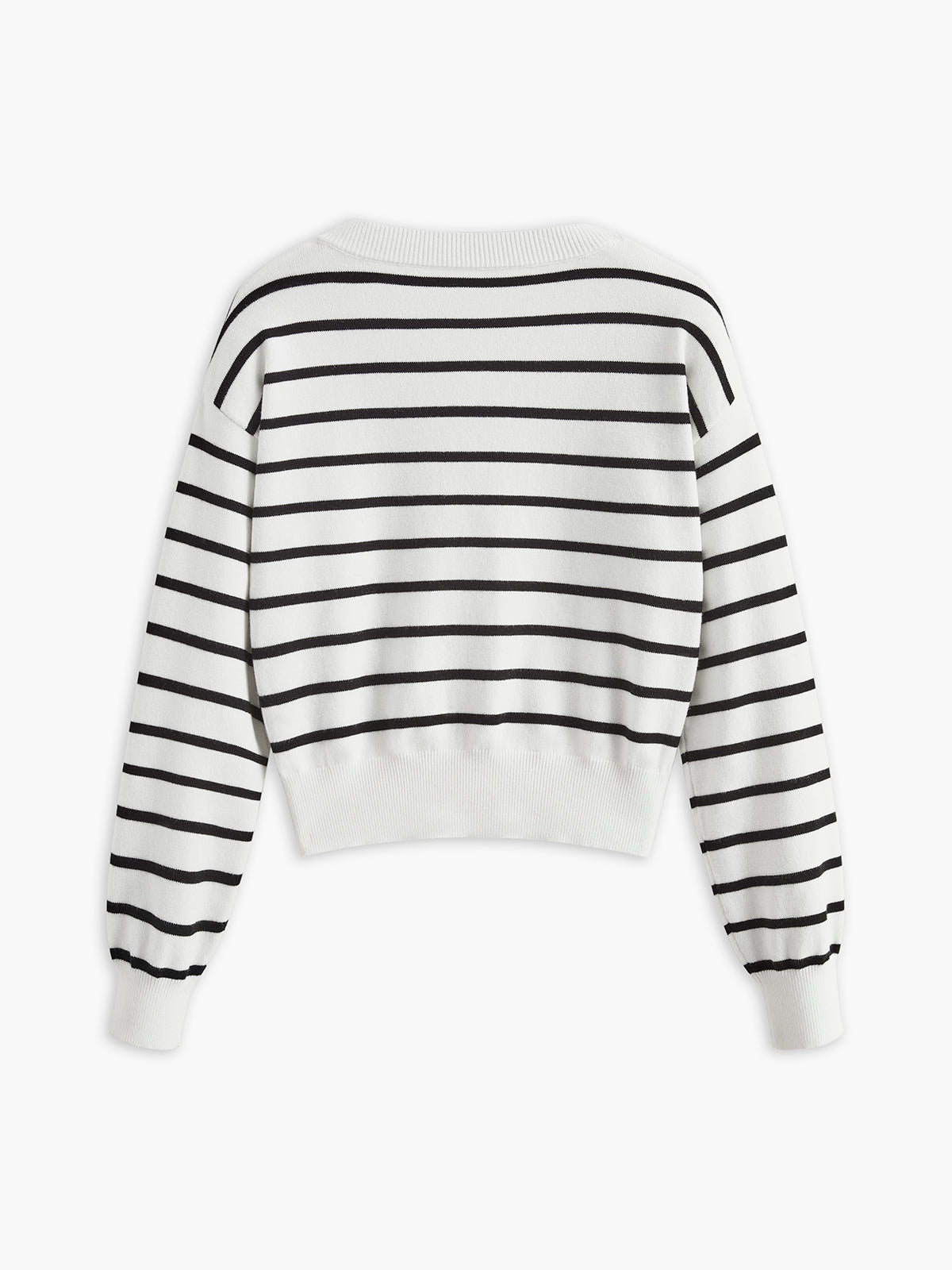 Crew Neck Striped Cardigan