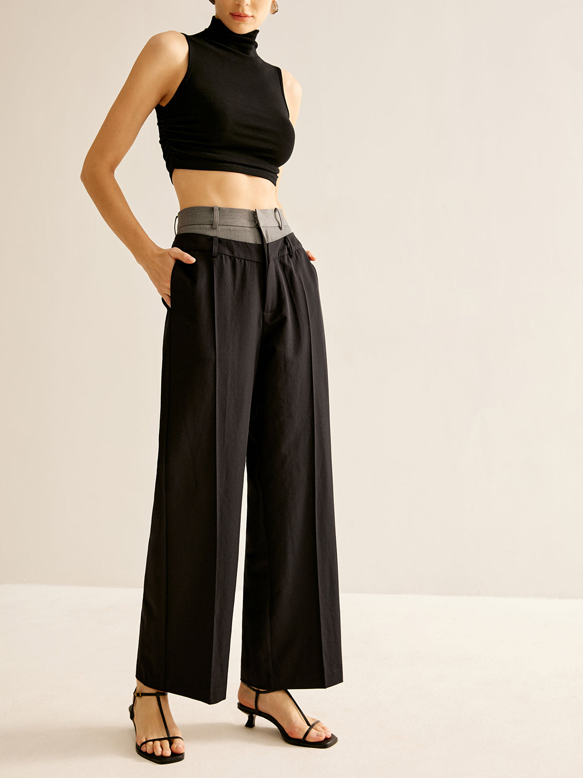 High-Waist Patchwork Pants