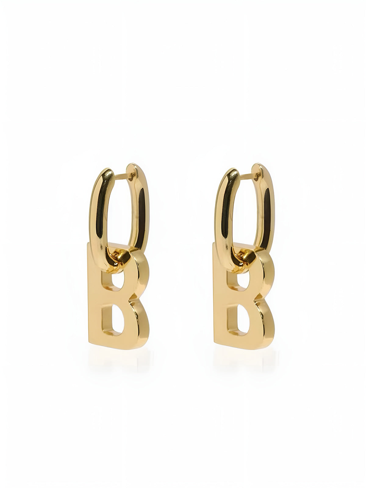 Golden Hoop B-Letter Pendant Earrings