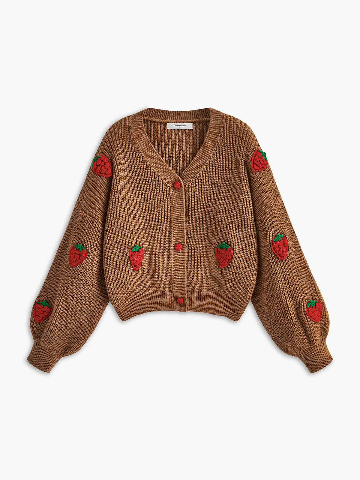 Strawberry Embroiled Button Cardigan