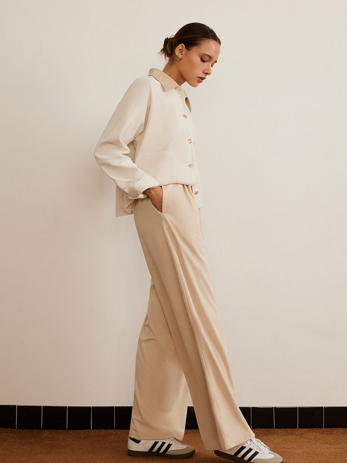 Corduroy High-Waist Wide Leg Pants