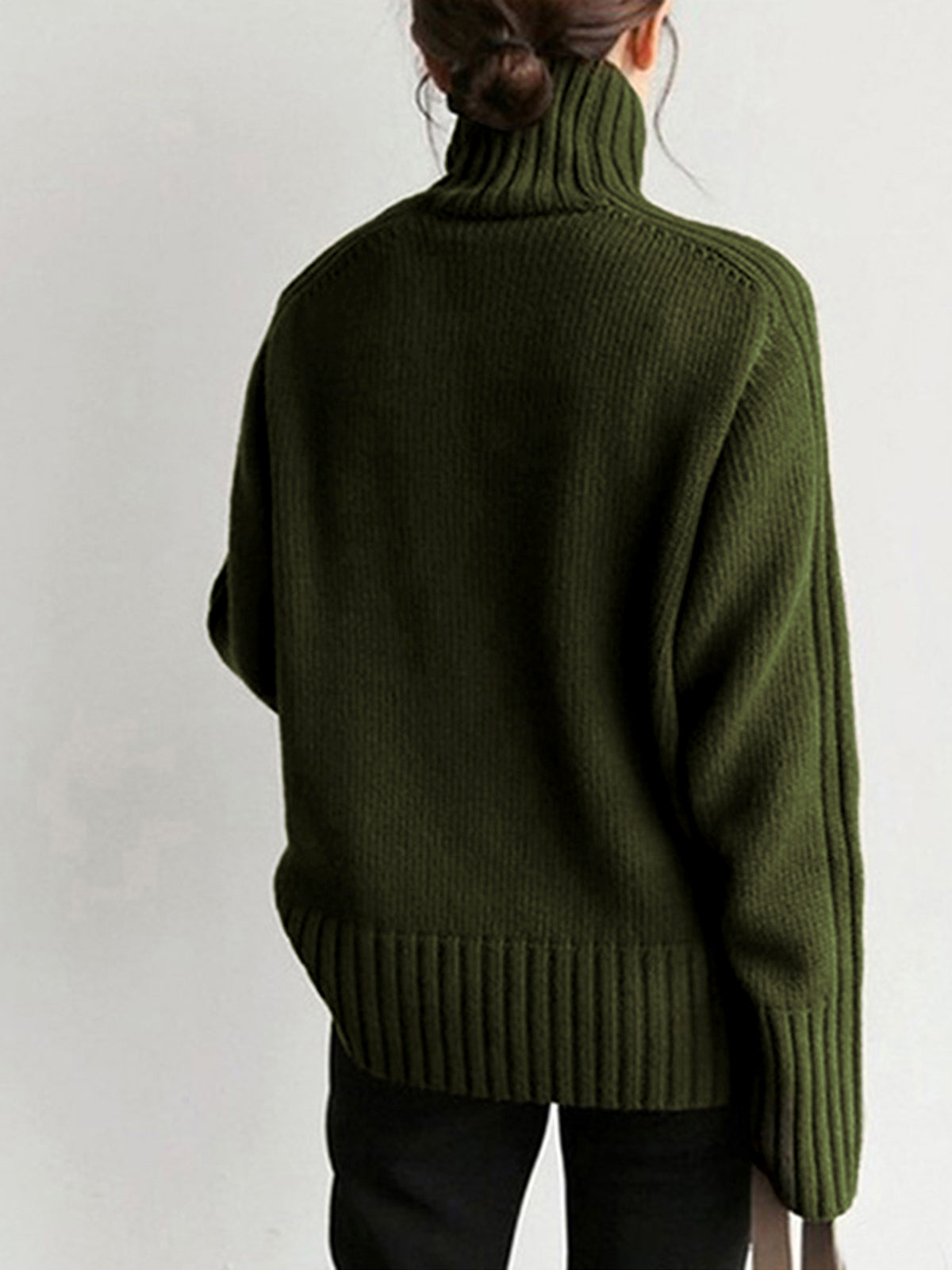 Solid High Neck Knit Sweater