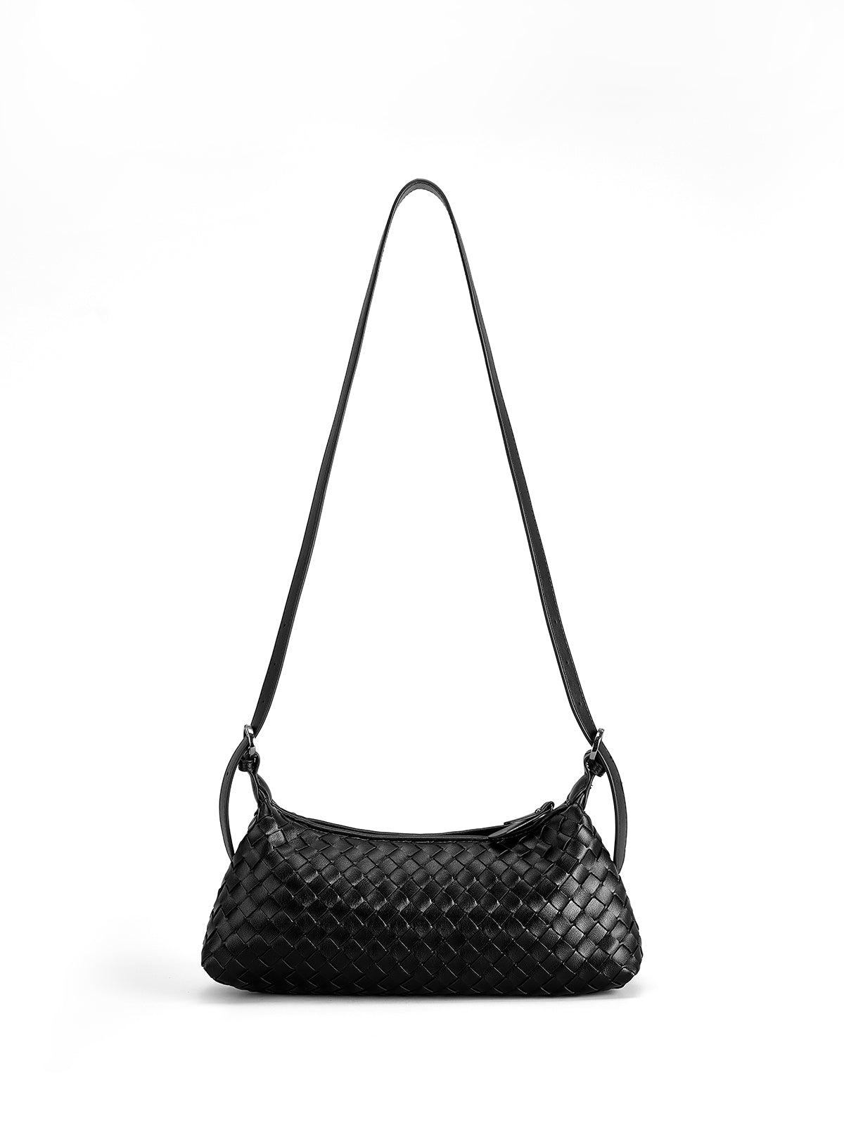 Plain Woven Buckle Shoulder Bag