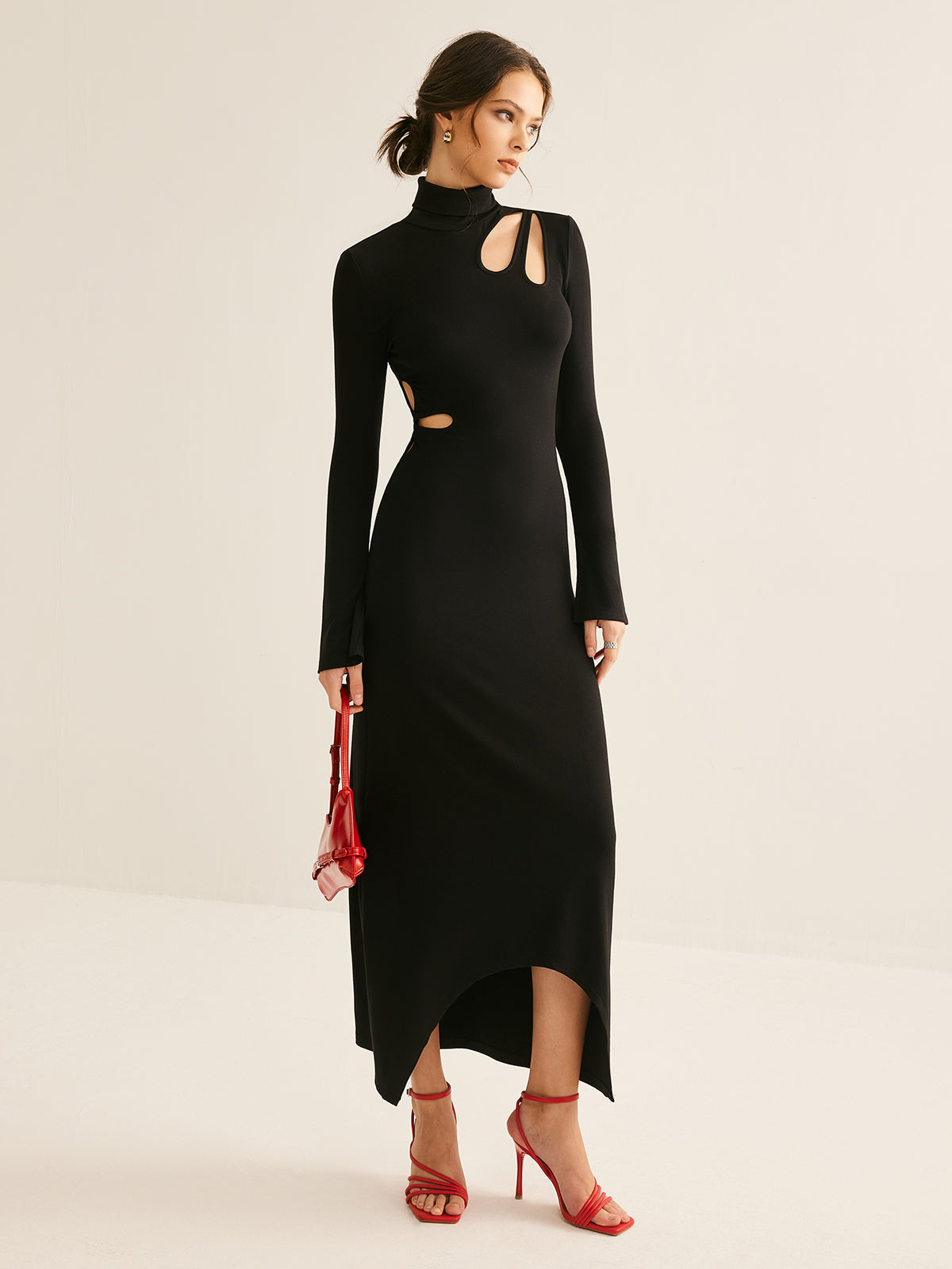 Turtleneck Cutout Slim Dress