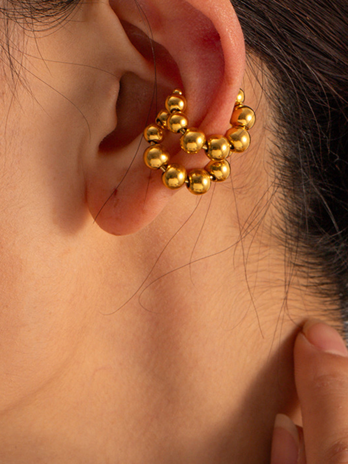 Golden Hoop Beaded Ear Cuff