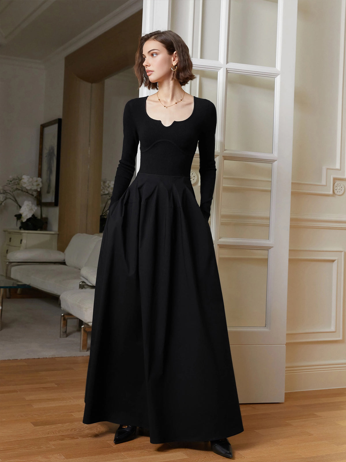 Elegant Umbrella-Shape Panel Dress