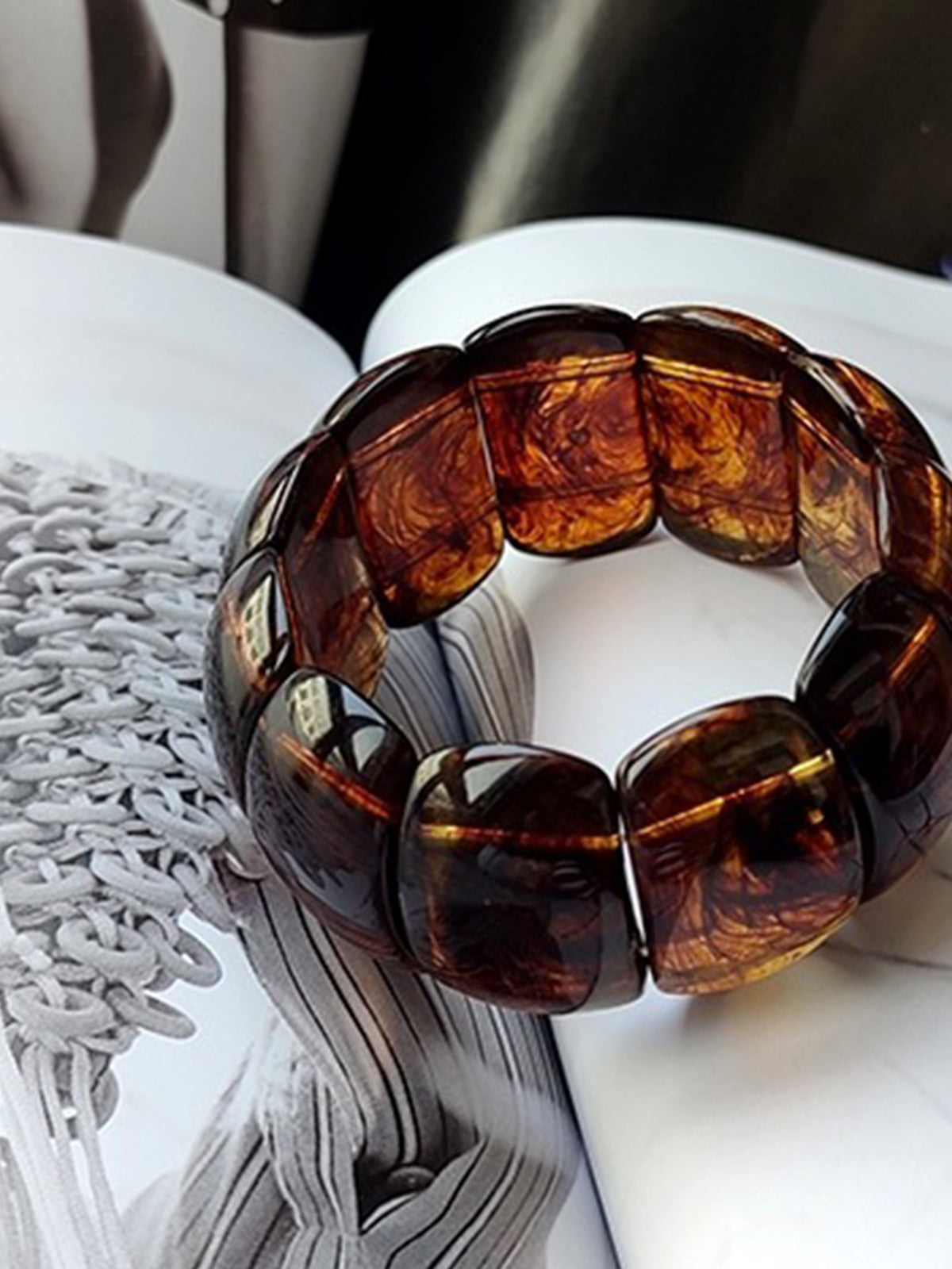 Marble Crystal Texture Acrylic Bracelet