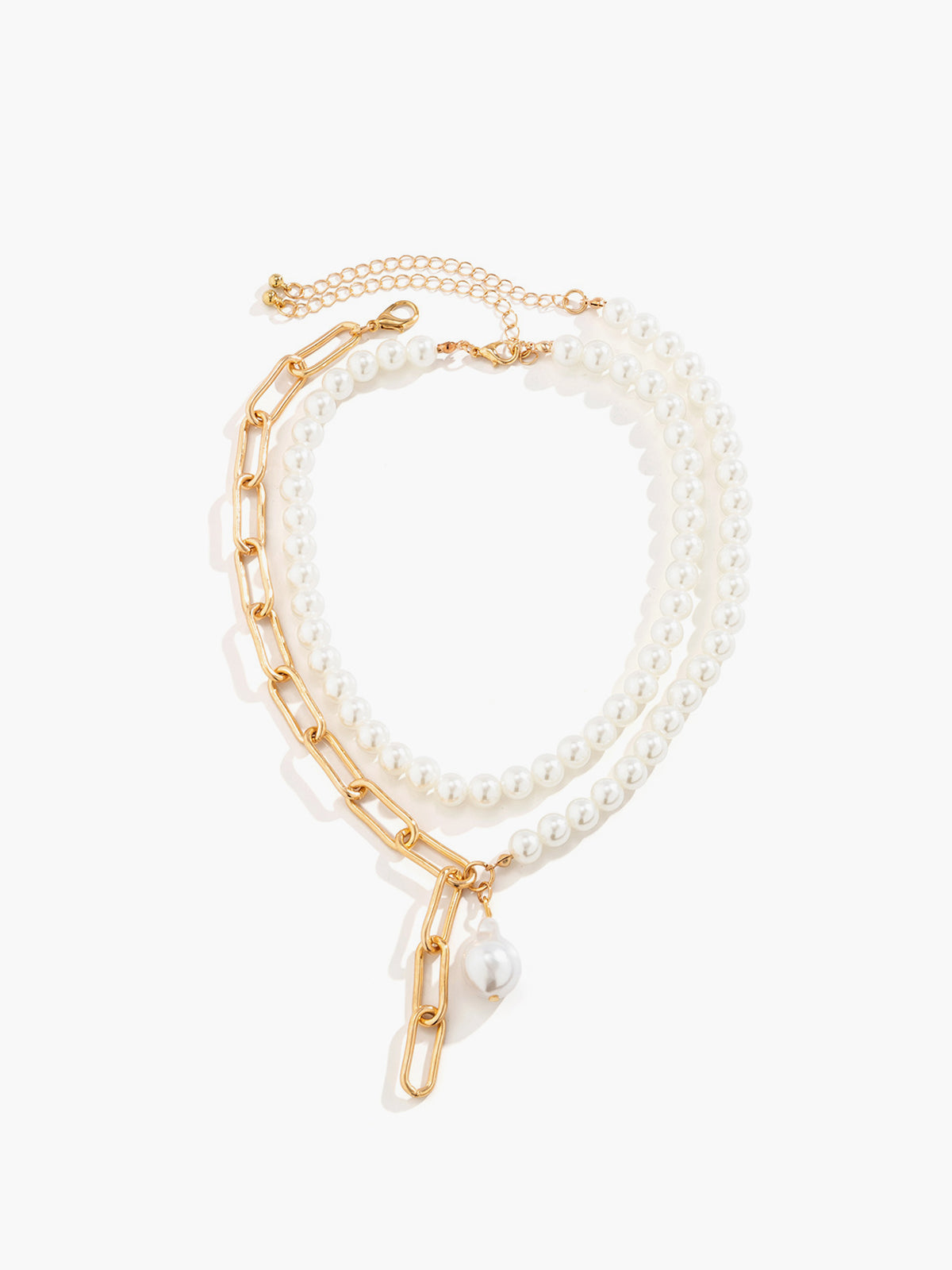 Baroque Pearl Beaded Chain Necklace