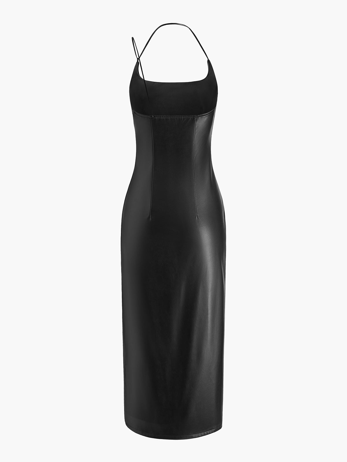 Side Split PU Leather Cami Dress