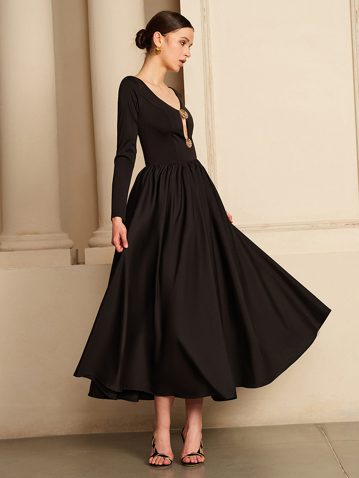 Cutout Pleated Panel Dress