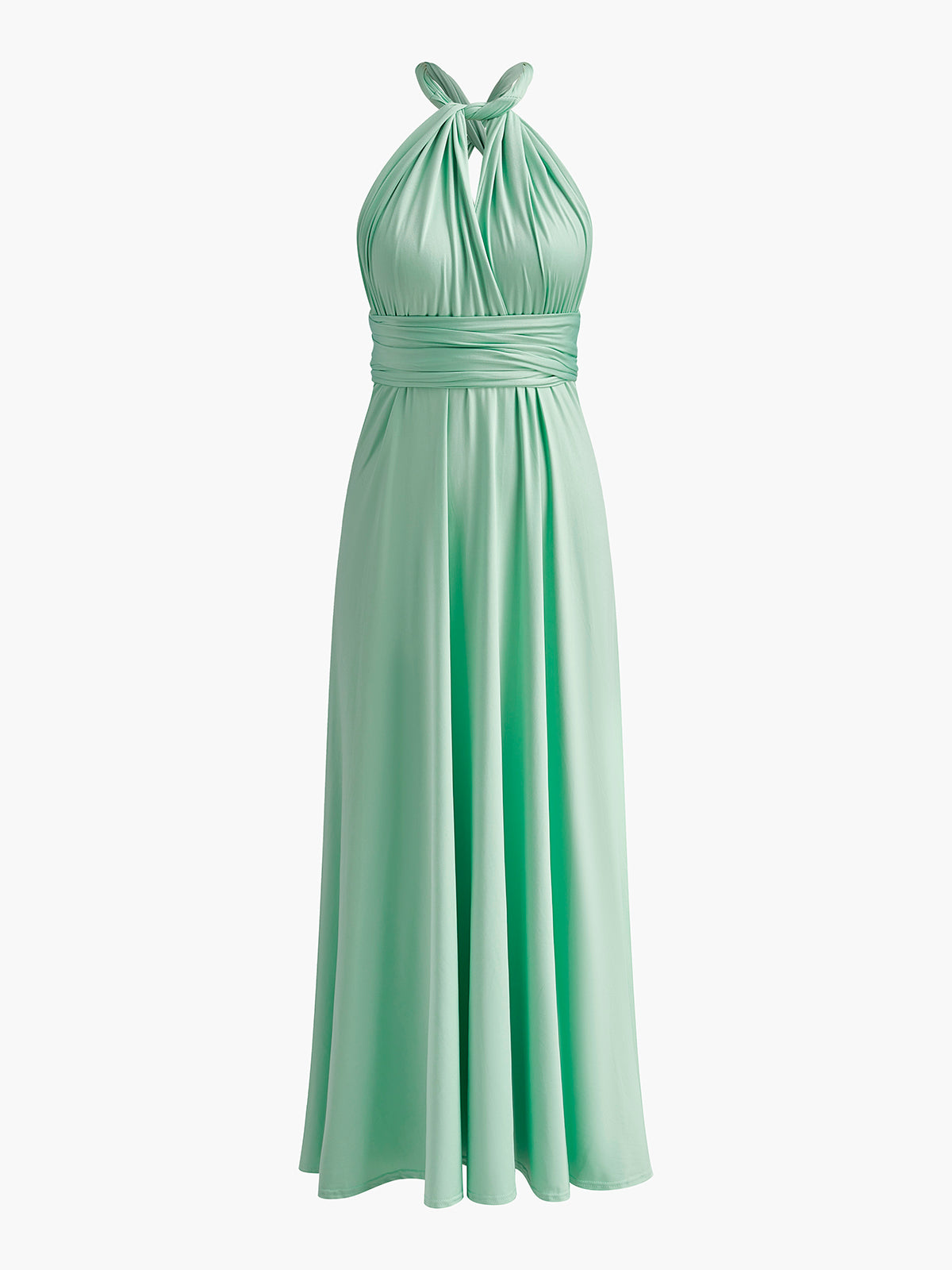 Elegant Cross Back Belted Pleated Dress