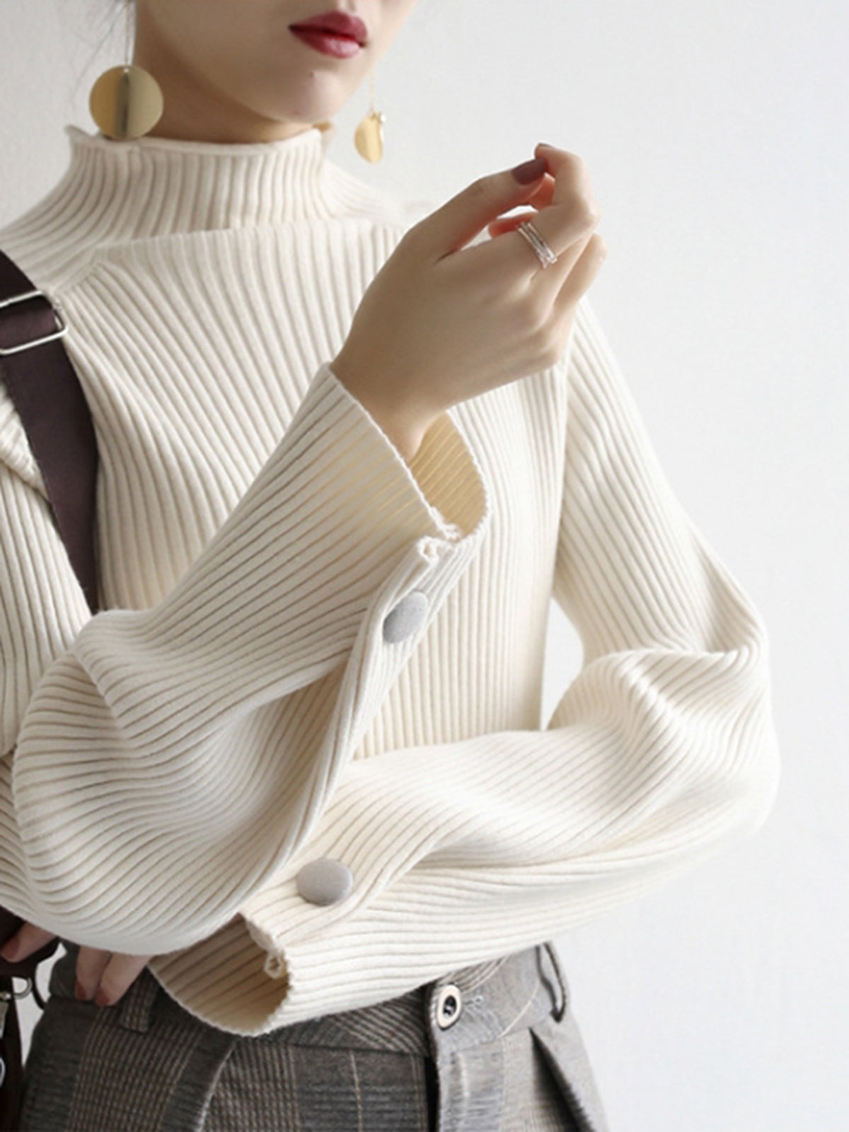 Minimalist Plain Ribbed Sweater