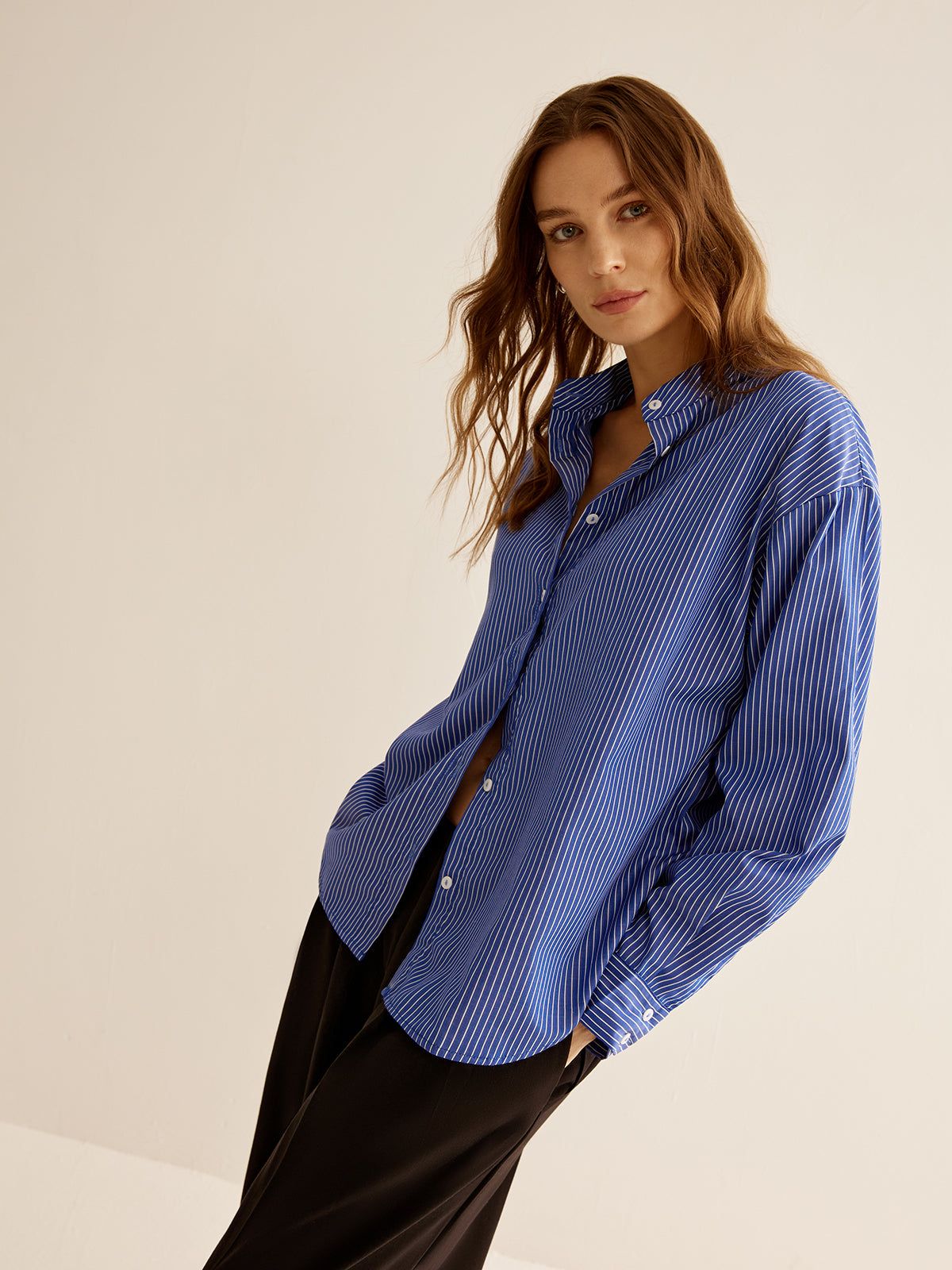 Pinstripe Breasted Loose Shirt