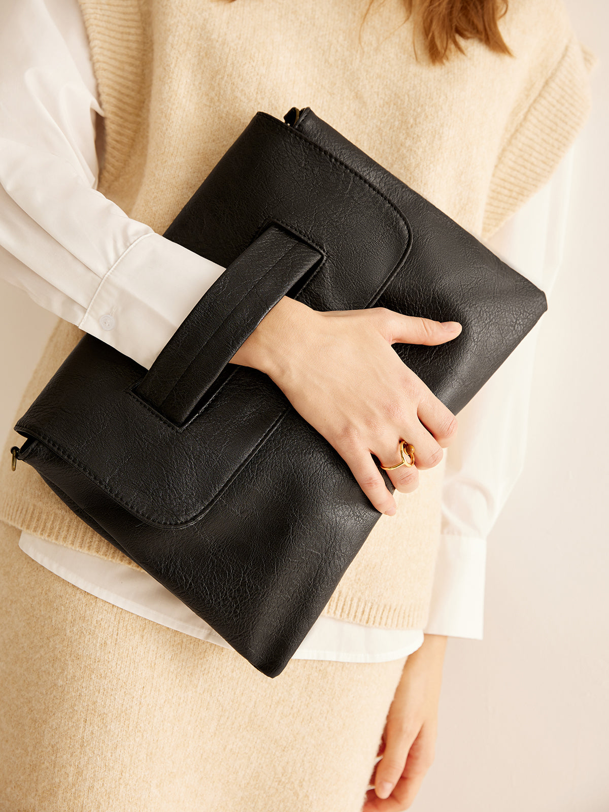 Large Capacity Soft Flap Clutch Bag