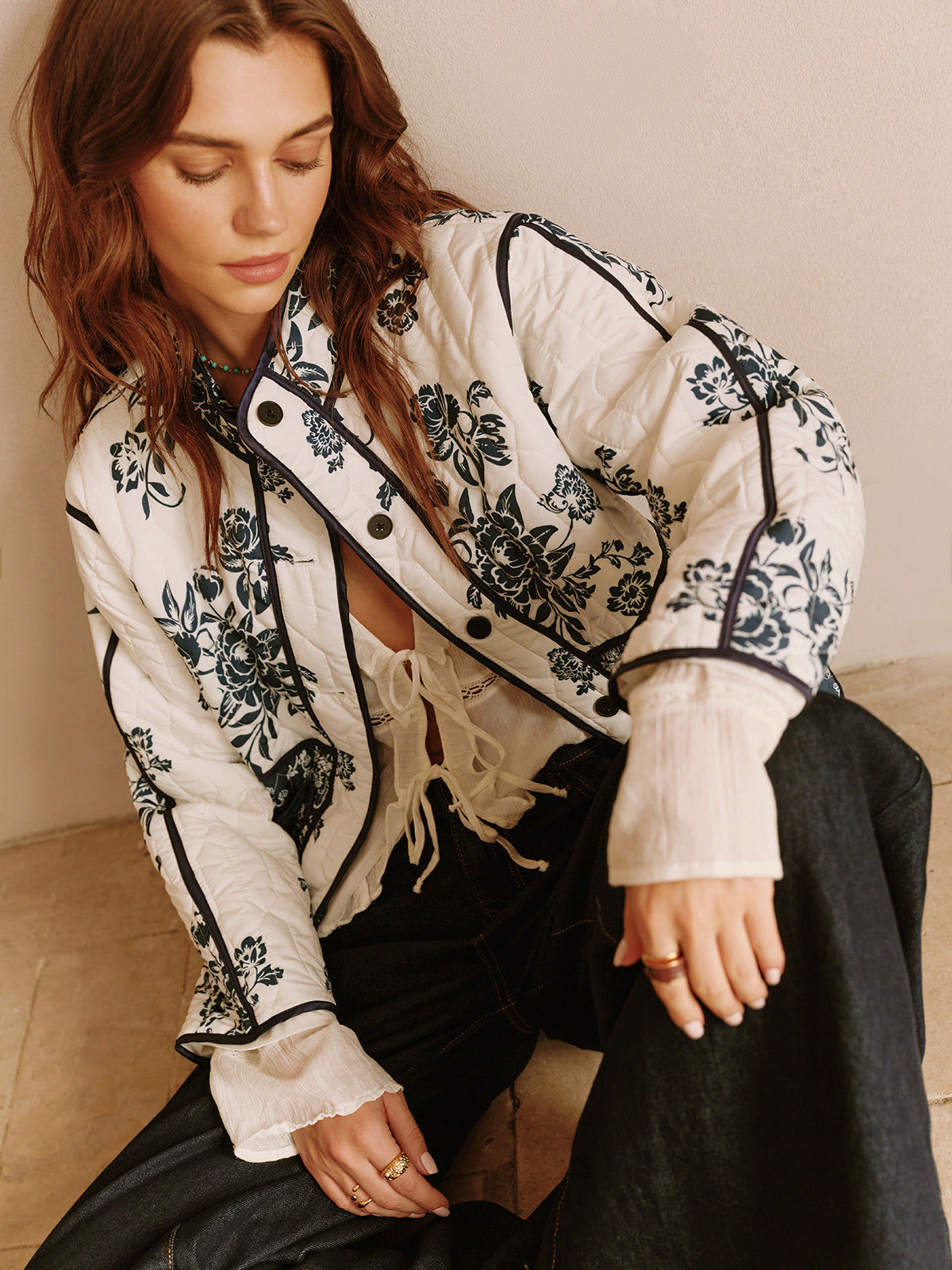 Boheme Printed Piping Cozy Jacket