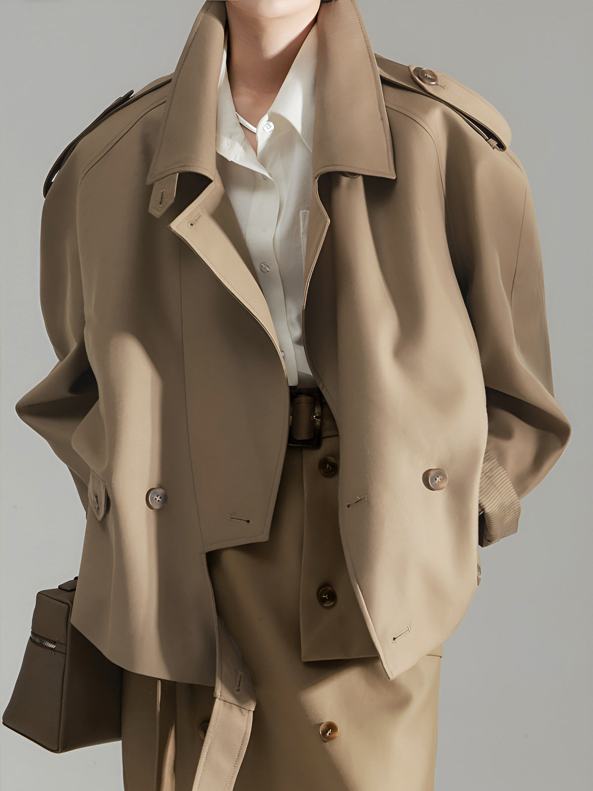 Casual Asymmetrical Lapel Trench Coat