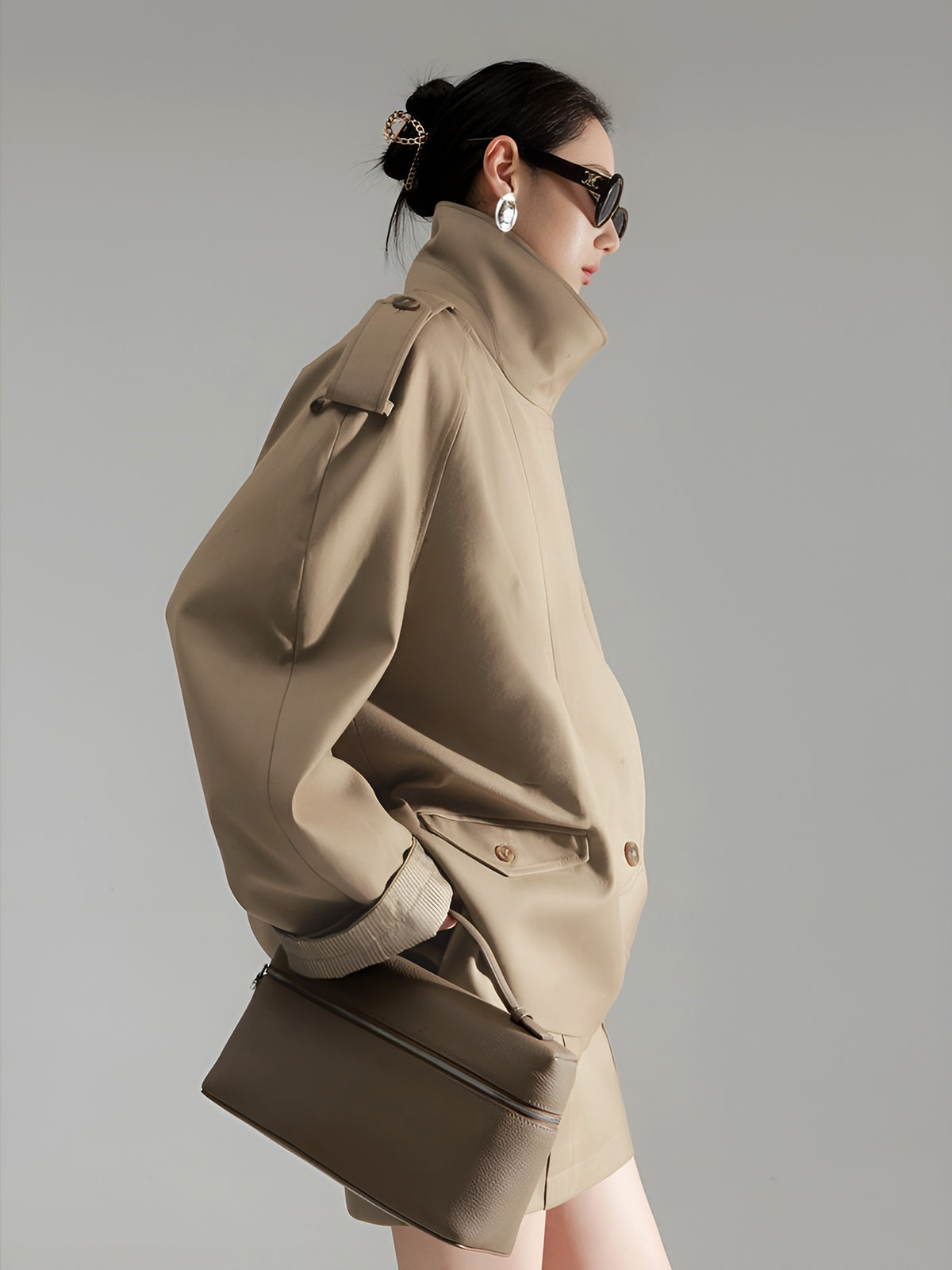 Casual Asymmetrical Lapel Trench Coat