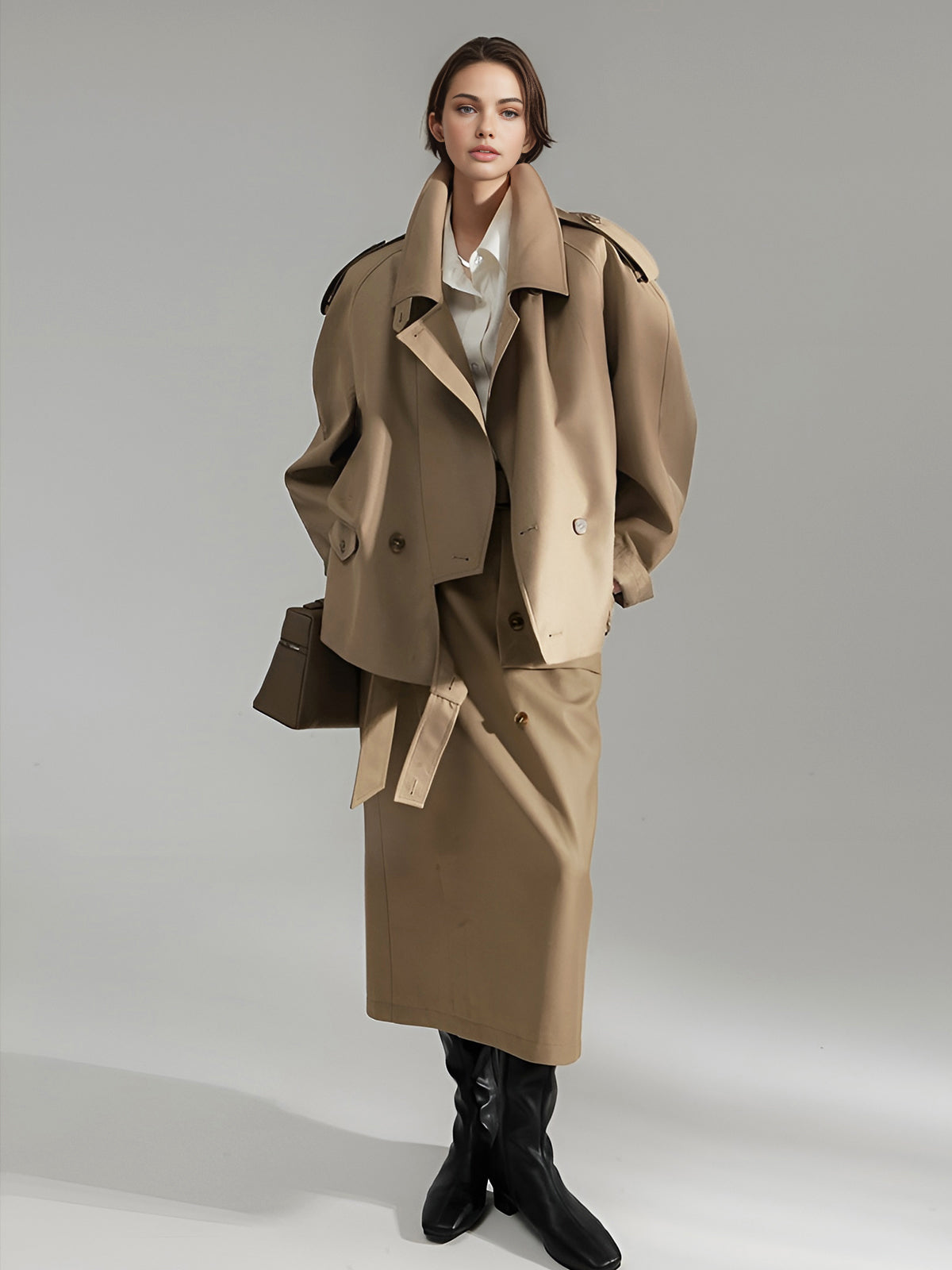 Casual Asymmetrical Lapel Trench Coat