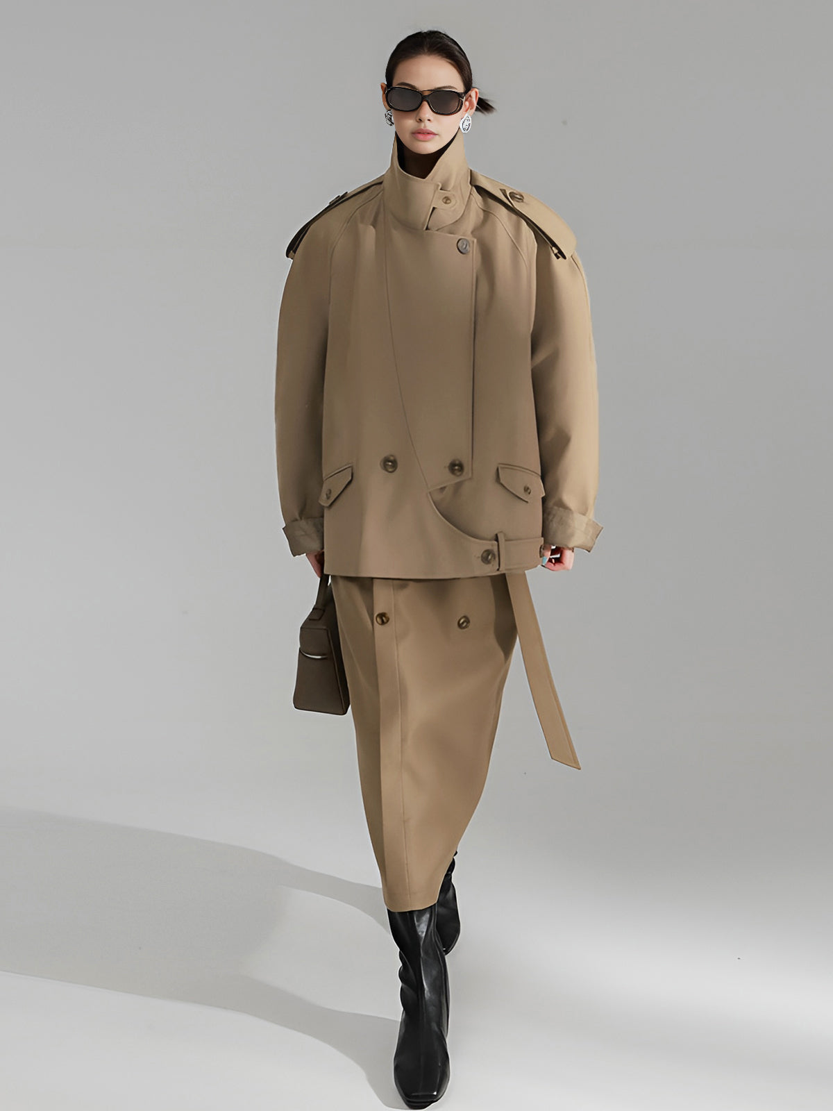 Casual Asymmetrical Lapel Trench Coat