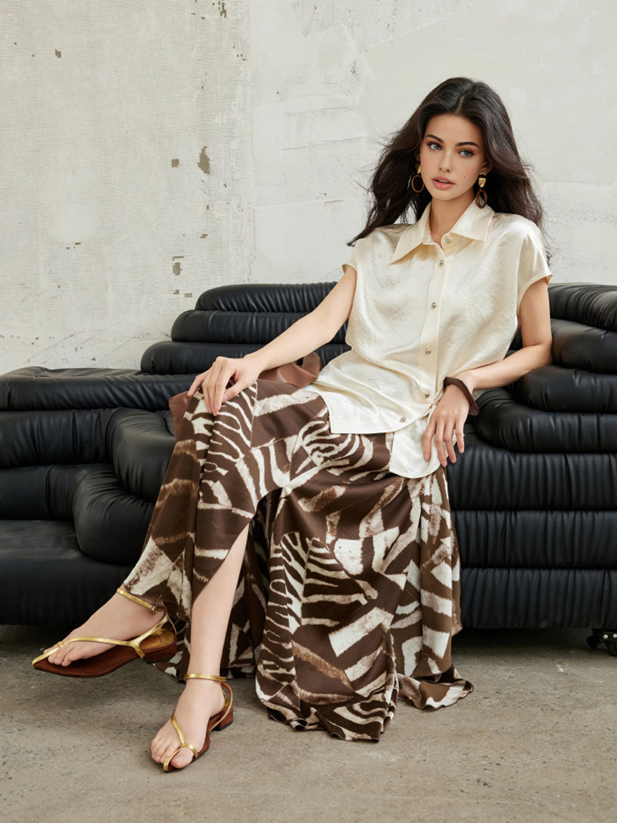 Zebra Printed Maxi Skirt