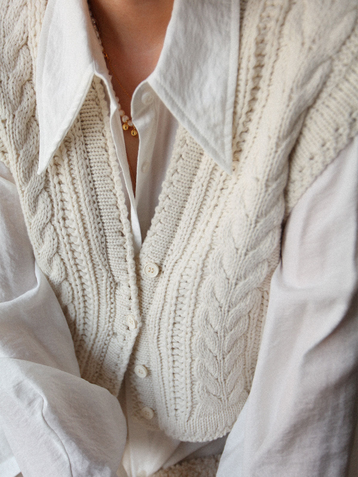 Chunky Knit V-Neck Button Cardigan