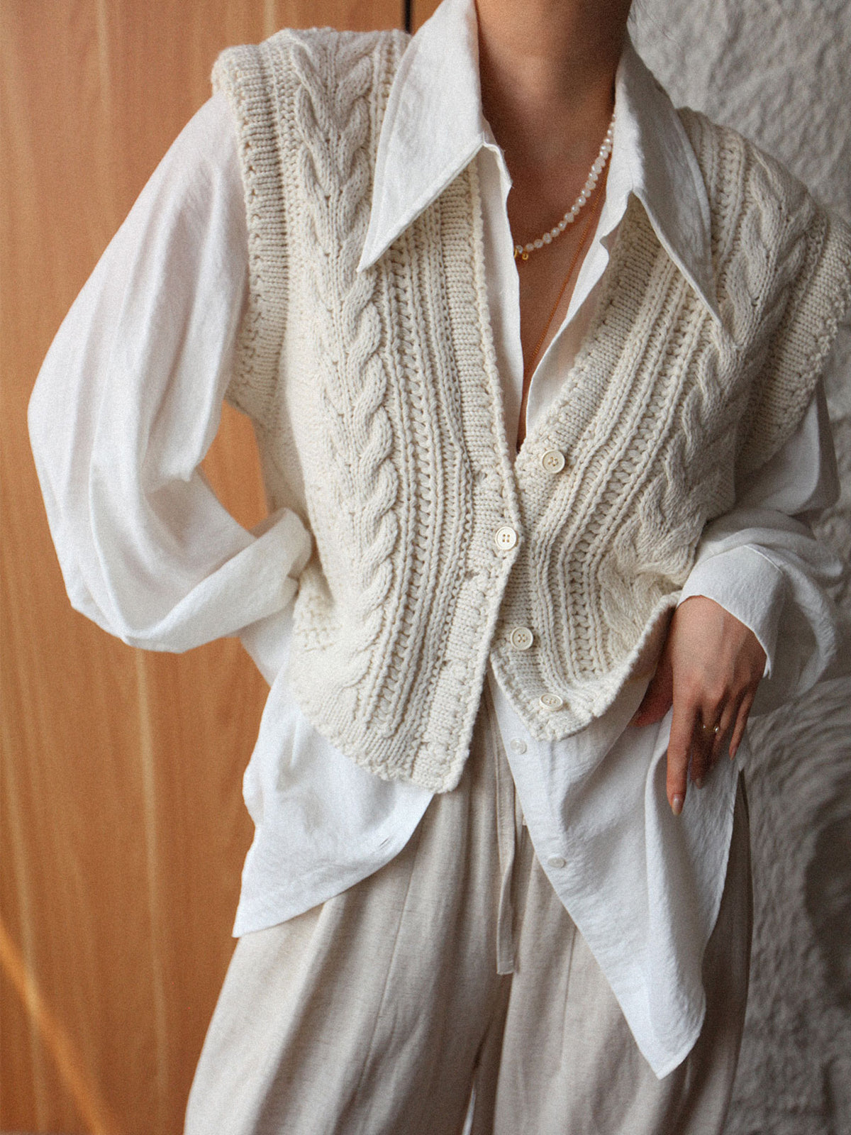 Chunky Knit V-Neck Button Cardigan