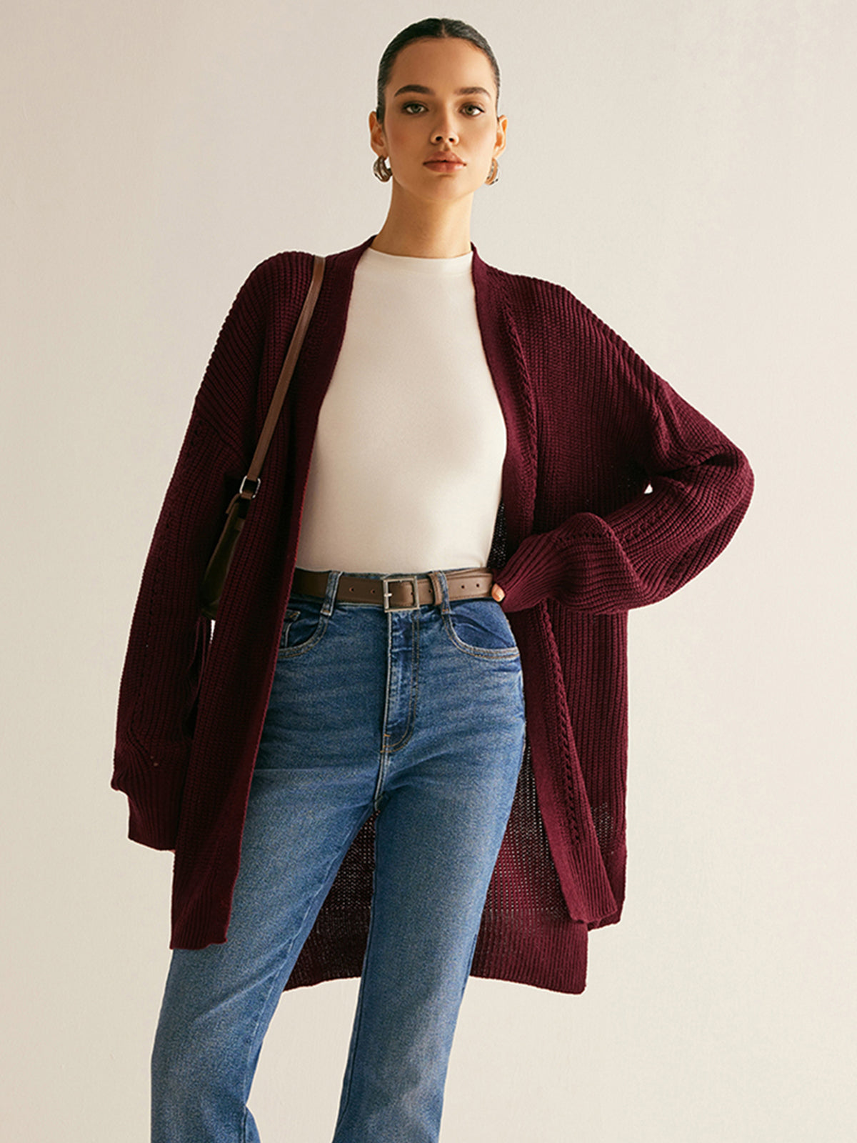 Ribbed Split Shrug Cardigan