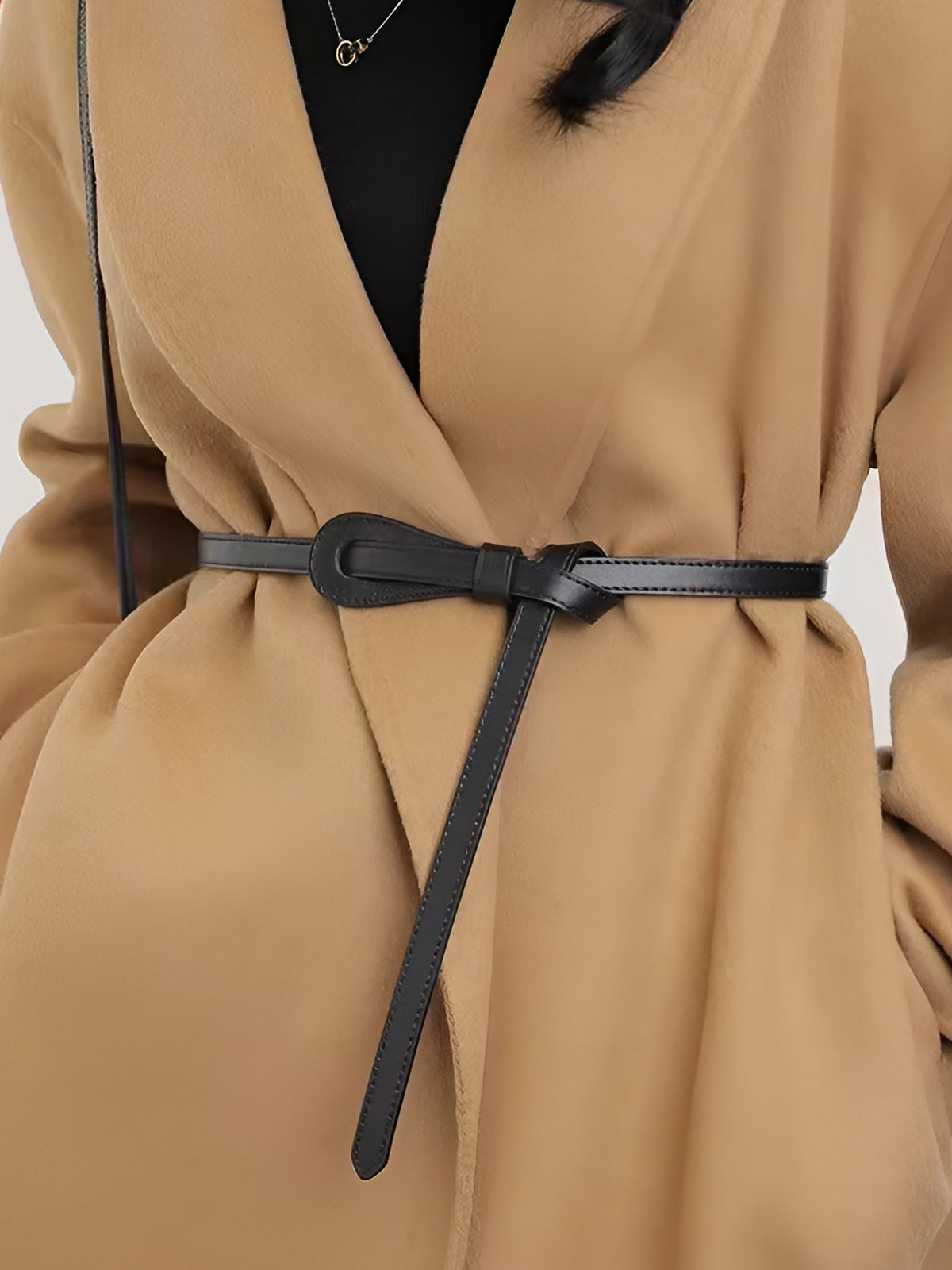 Genuine Leather Knotted Slim Belt