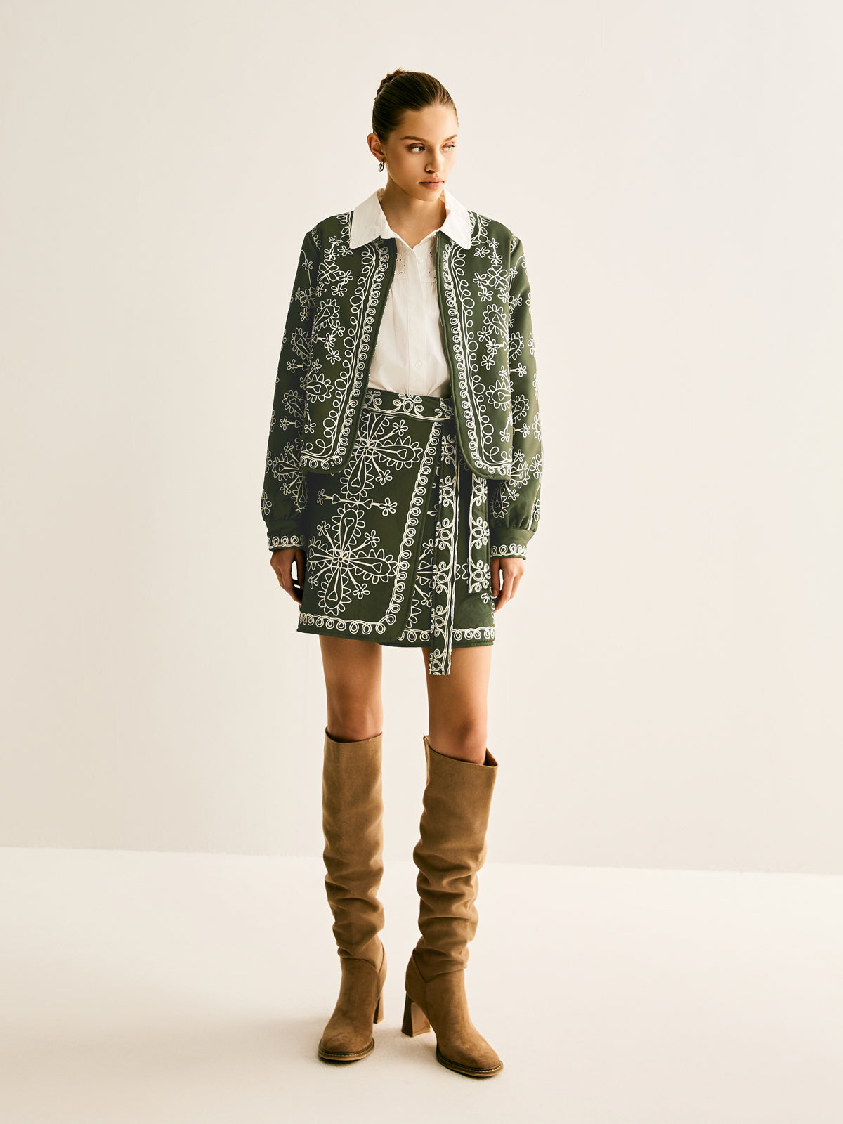 Boheme Printed Round Neck Winter Coat