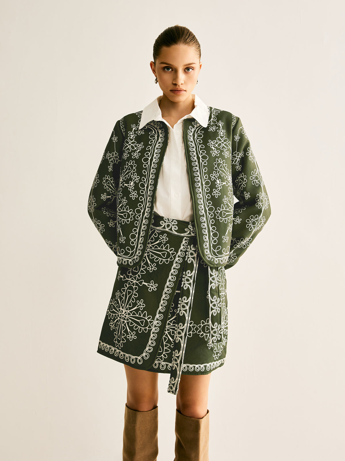 Boheme Printed Round Neck Winter Coat