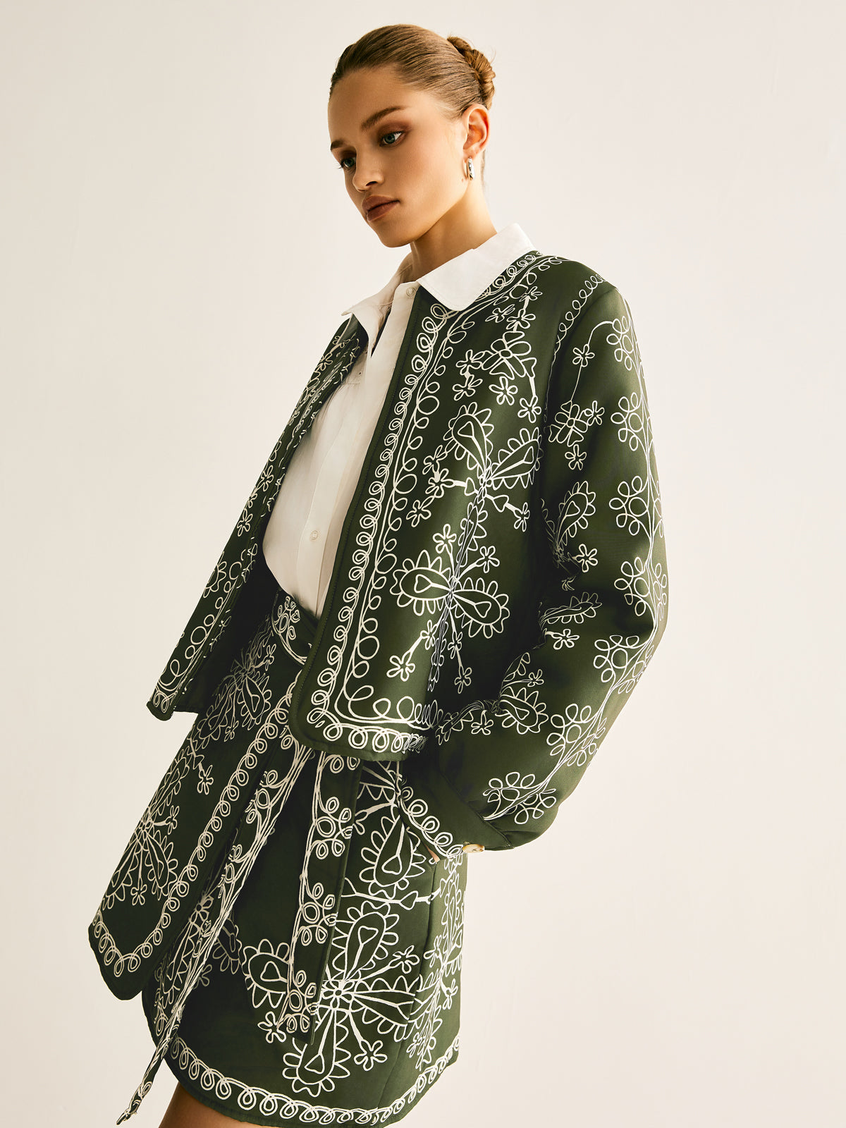 Boheme Printed Round Neck Winter Coat